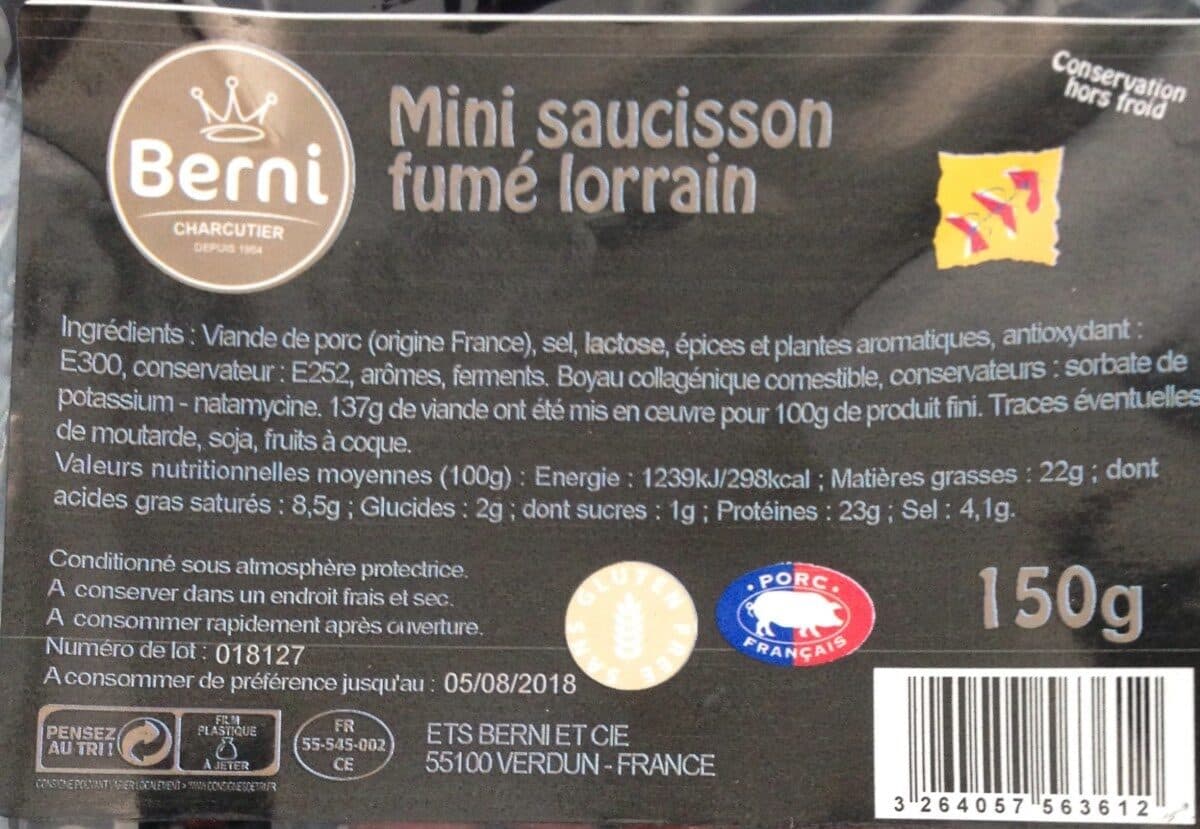 Berni Mini saucisson fumé lorrain packshot