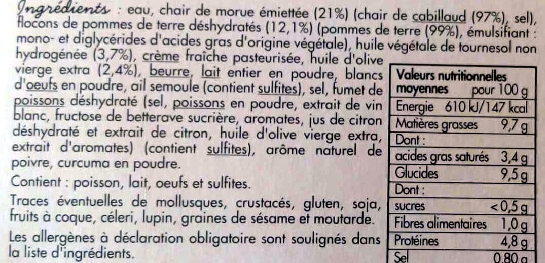 Toupargel Brandade de morue packshot