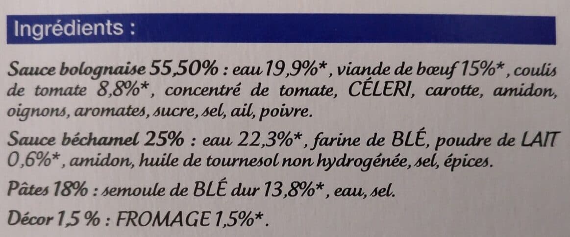 Open Food Facts Lasagnes à la Bolognaise packshot