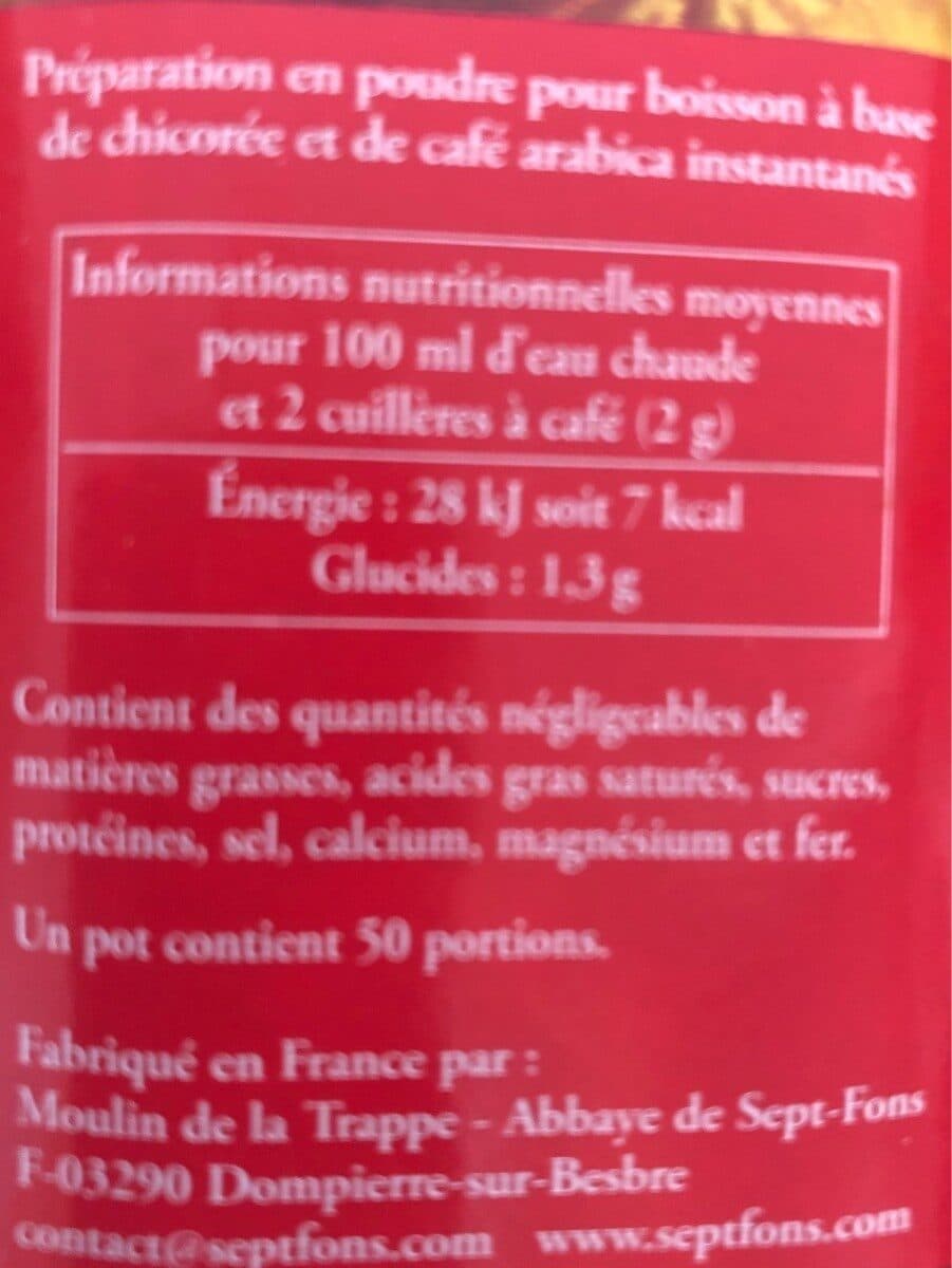 Abbaye de Sept-Fons Café et chicorée soluble bio packshot