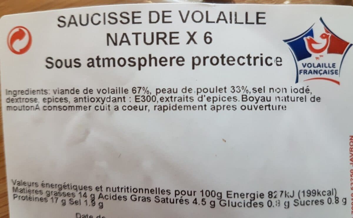 Open Food Facts Saucisses de volaille packshot