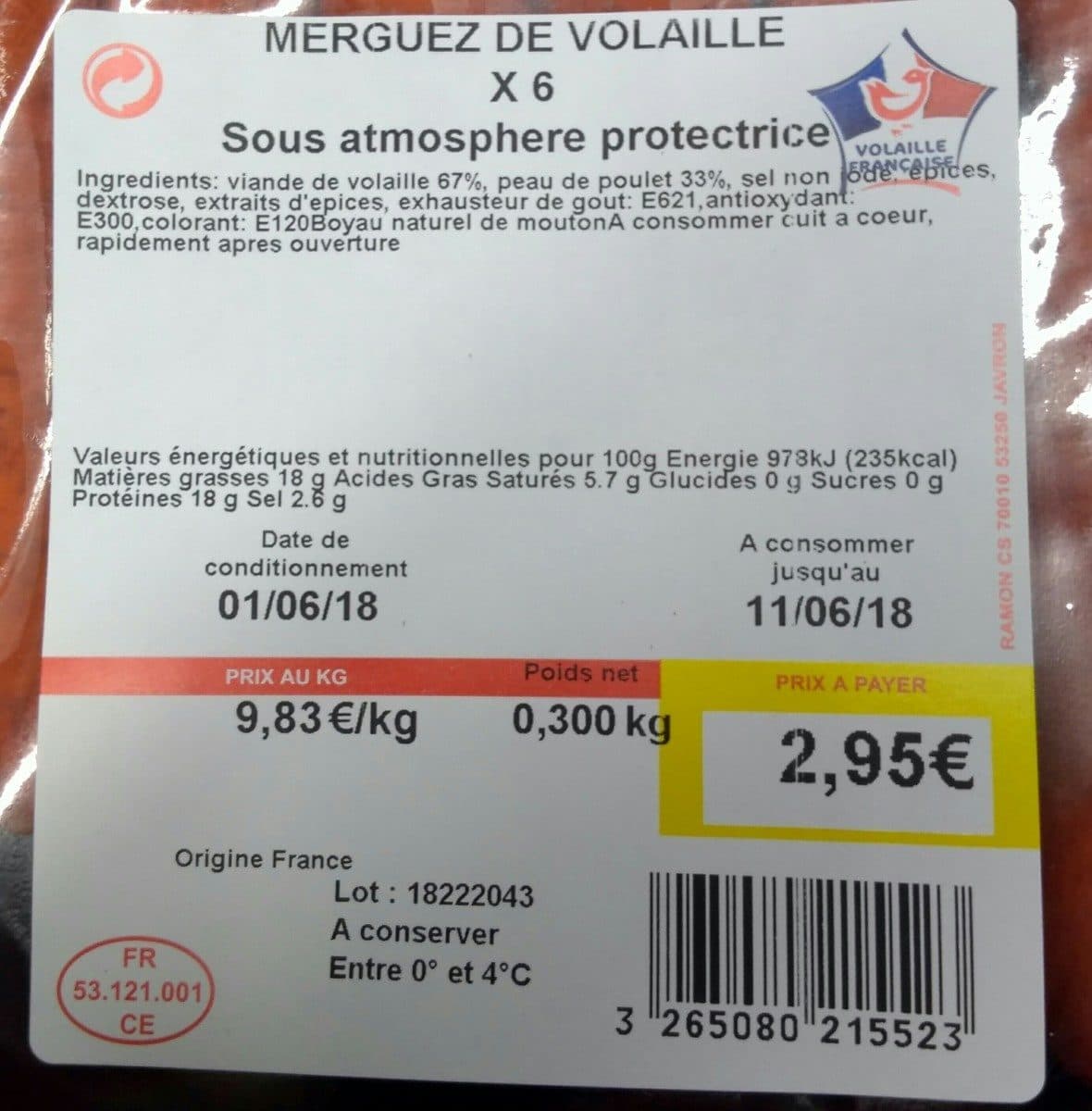 Open Food Facts Merguez de Volaille packshot