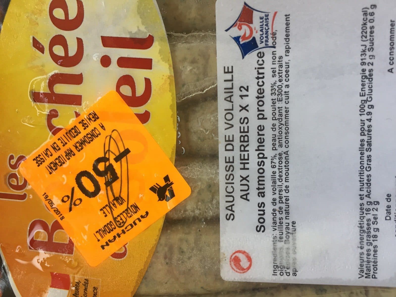 Open Food Facts Saucisse de volaille aux herbes packshot