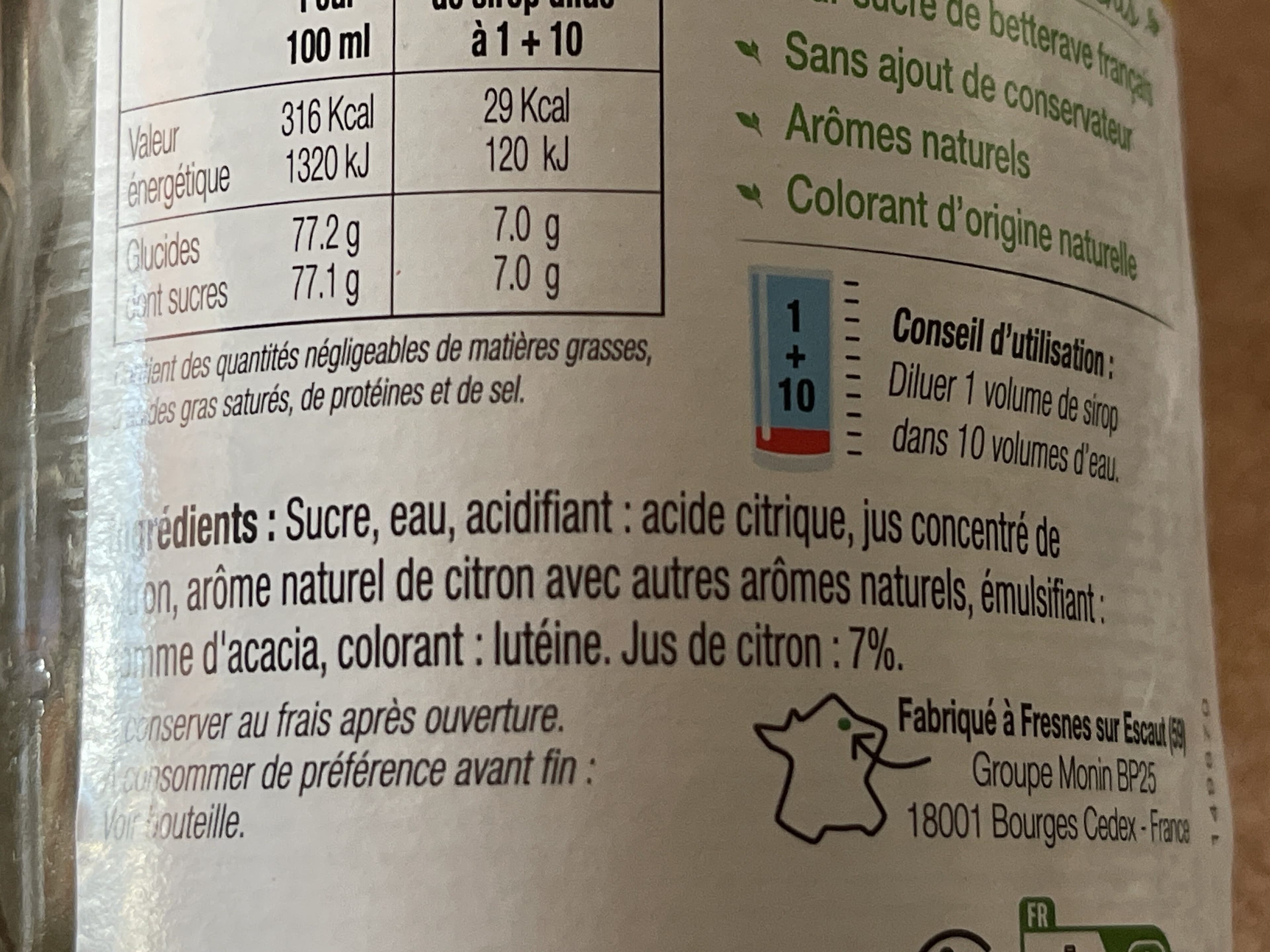 La Maison Guiot Sirop de citron jaune de Sicile packshot
