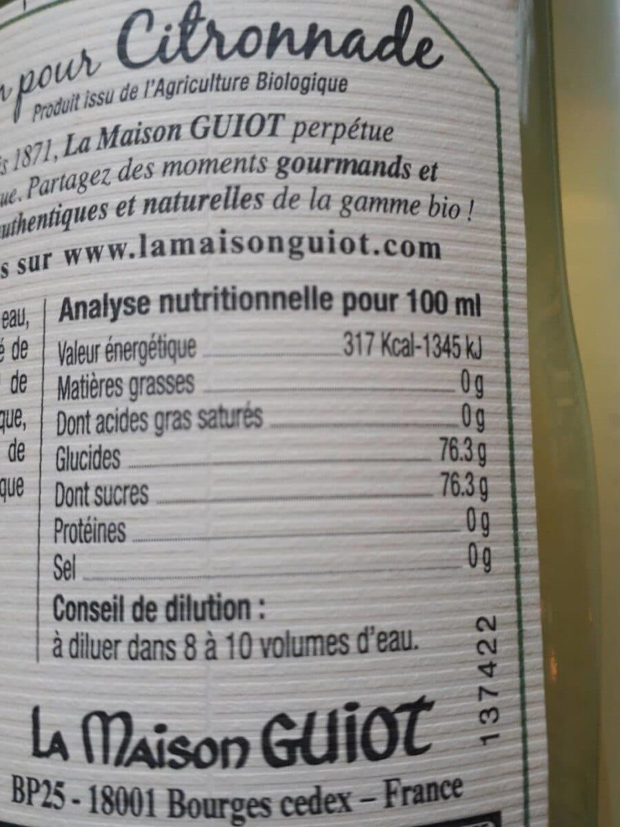 la maison guiot Sirop pour citronnade packshot
