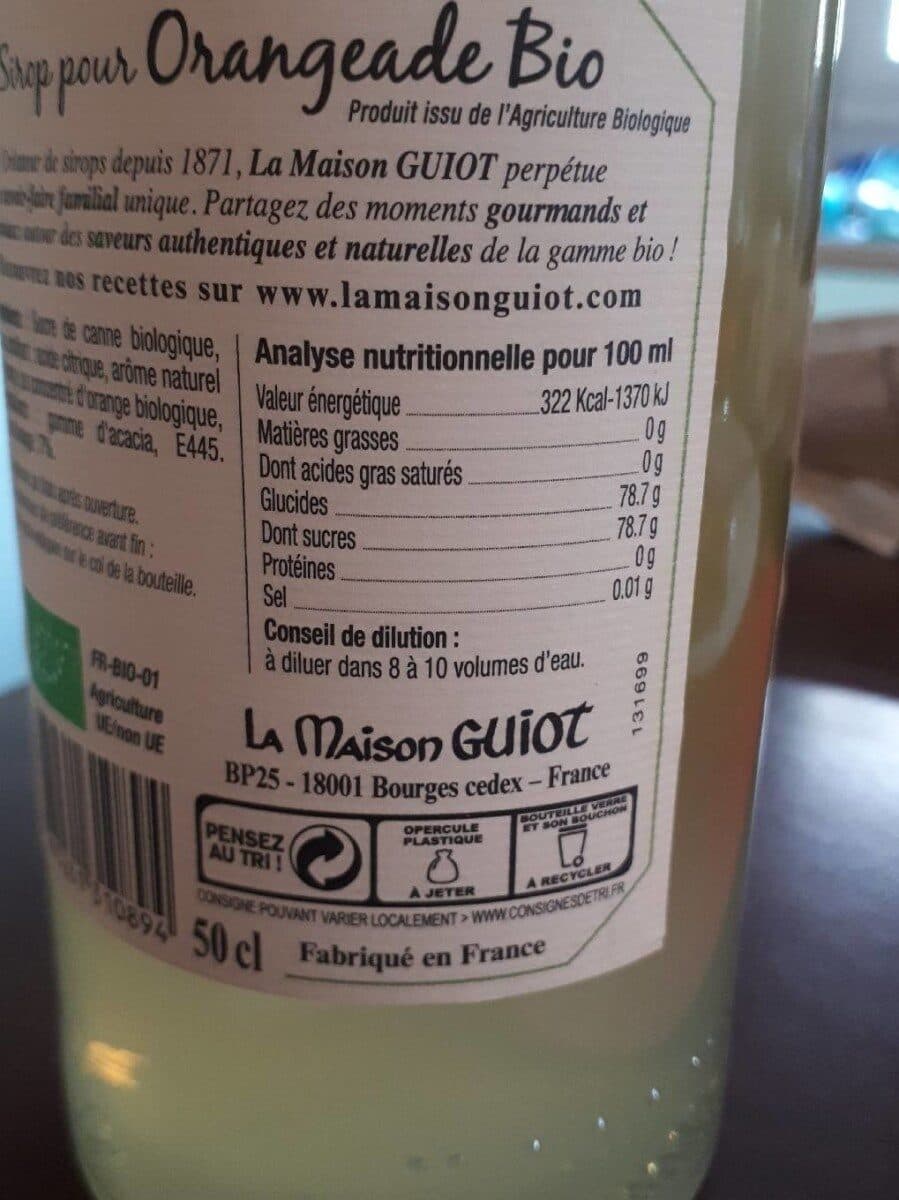La Maison GUIOT Sirop pour Orangeade Bio packshot
