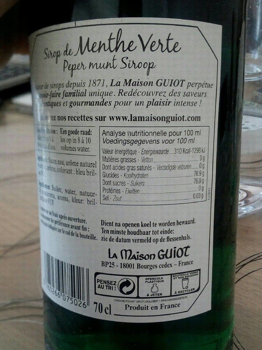 La maison guiot Minzen Sirup | Sirop de menthe verte packshot