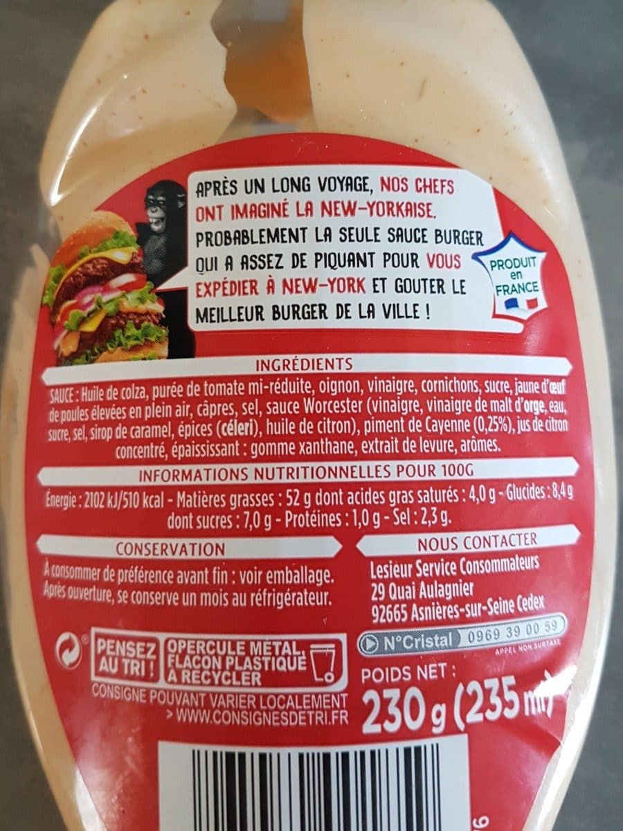 Lesieur la new yorkaise sauce burger packshot