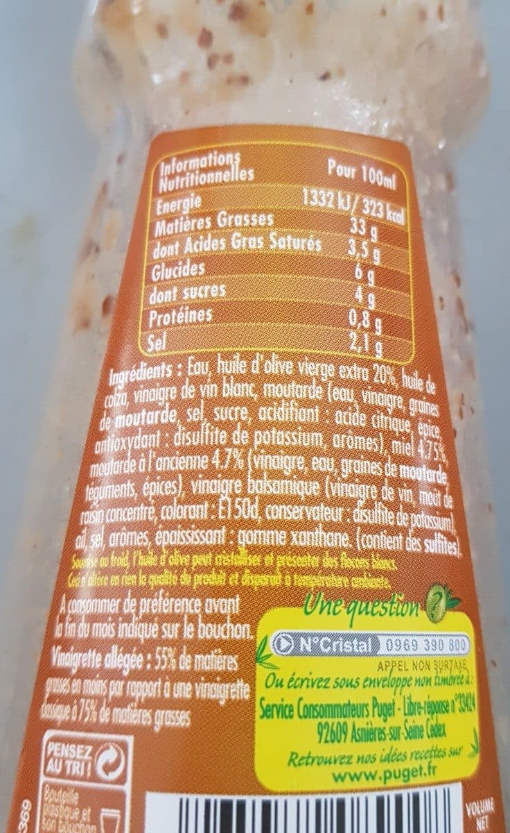 puget Vinaigrette Légère Moutarde a L'ancienne Miel Puget packshot