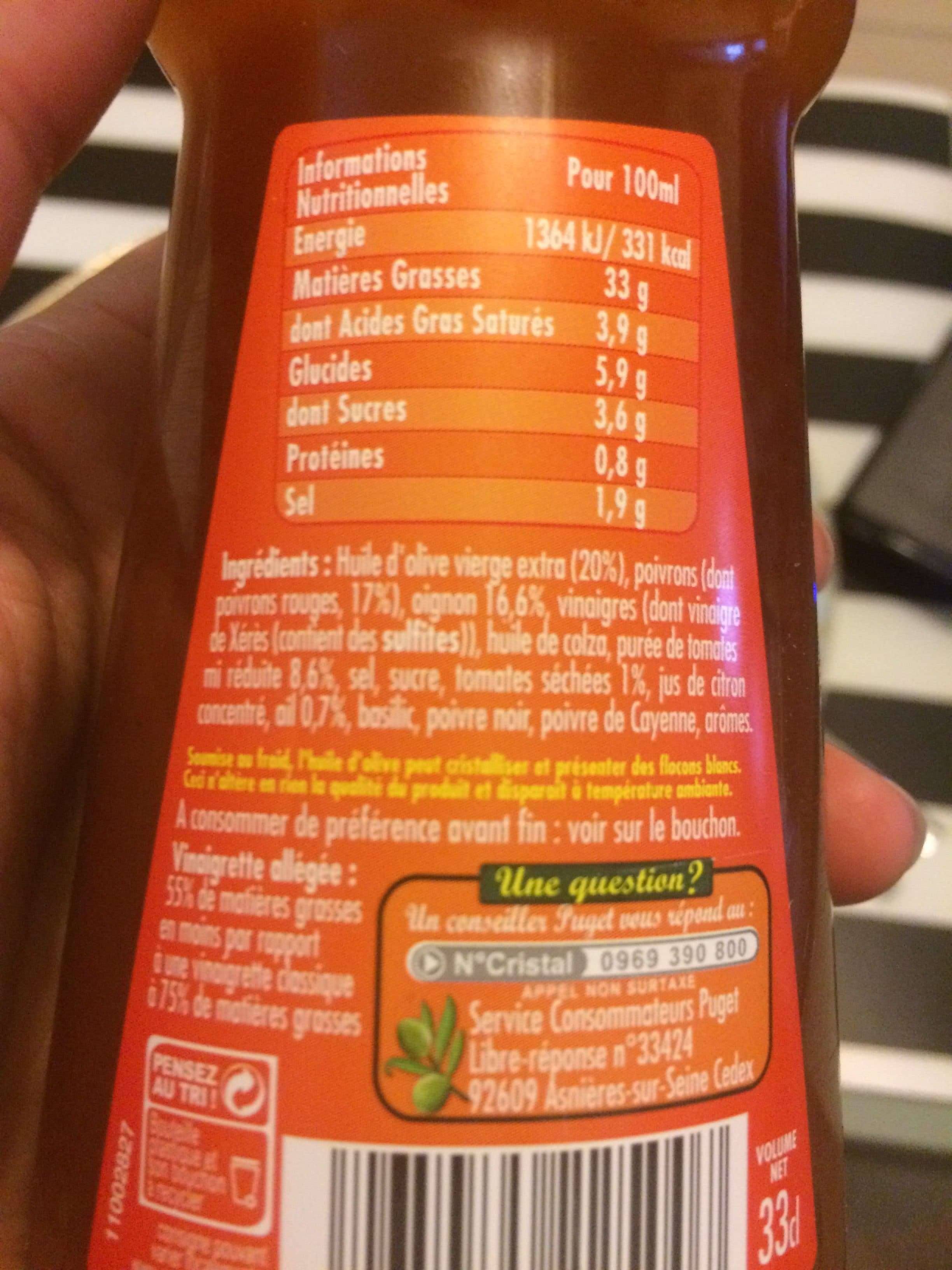 Puget Vinaigrette légère inspiration gaspacho PUGET, 33CL packshot