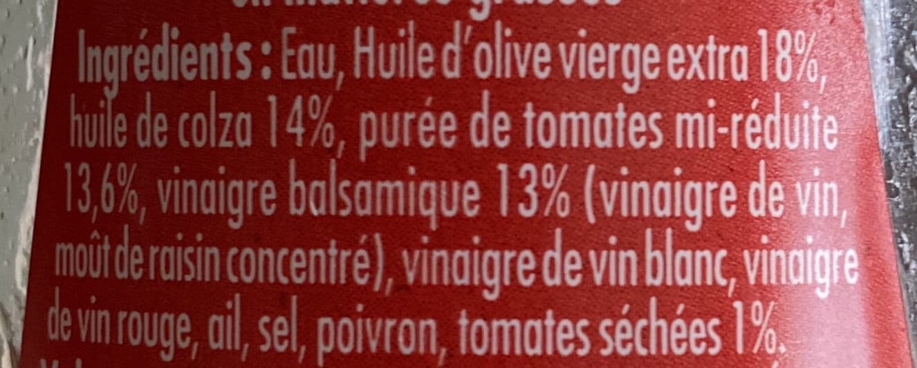 Puget Vinaigrette légère vinaigre balsamique tomates et tomates séchée packshot