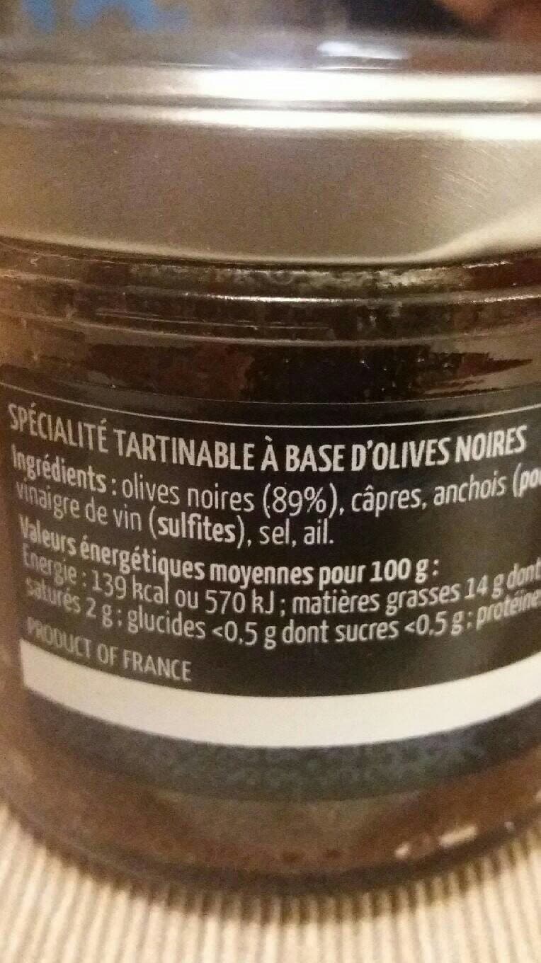 Tartinable Tapenade noire packshot