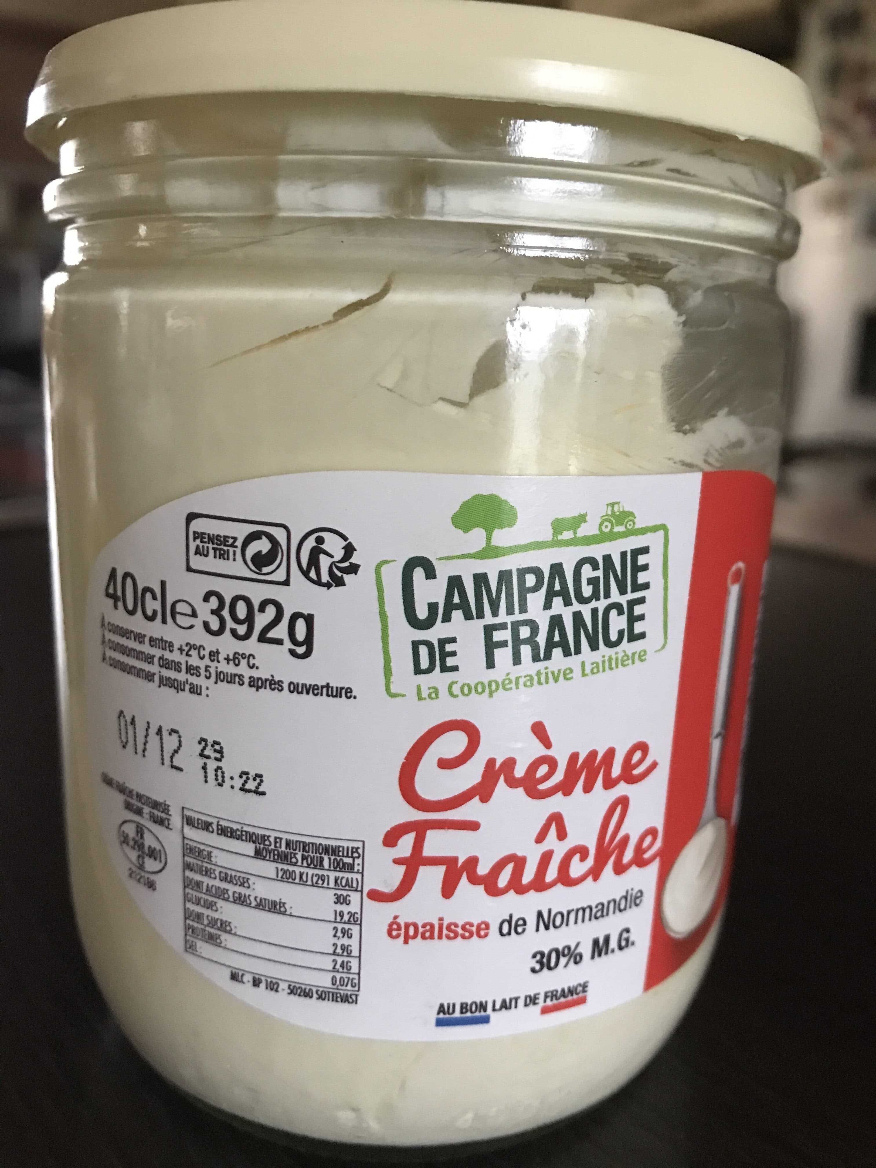 Campagne De France Crème Fraiche épaisse de Normandie 30% m.g. packshot
