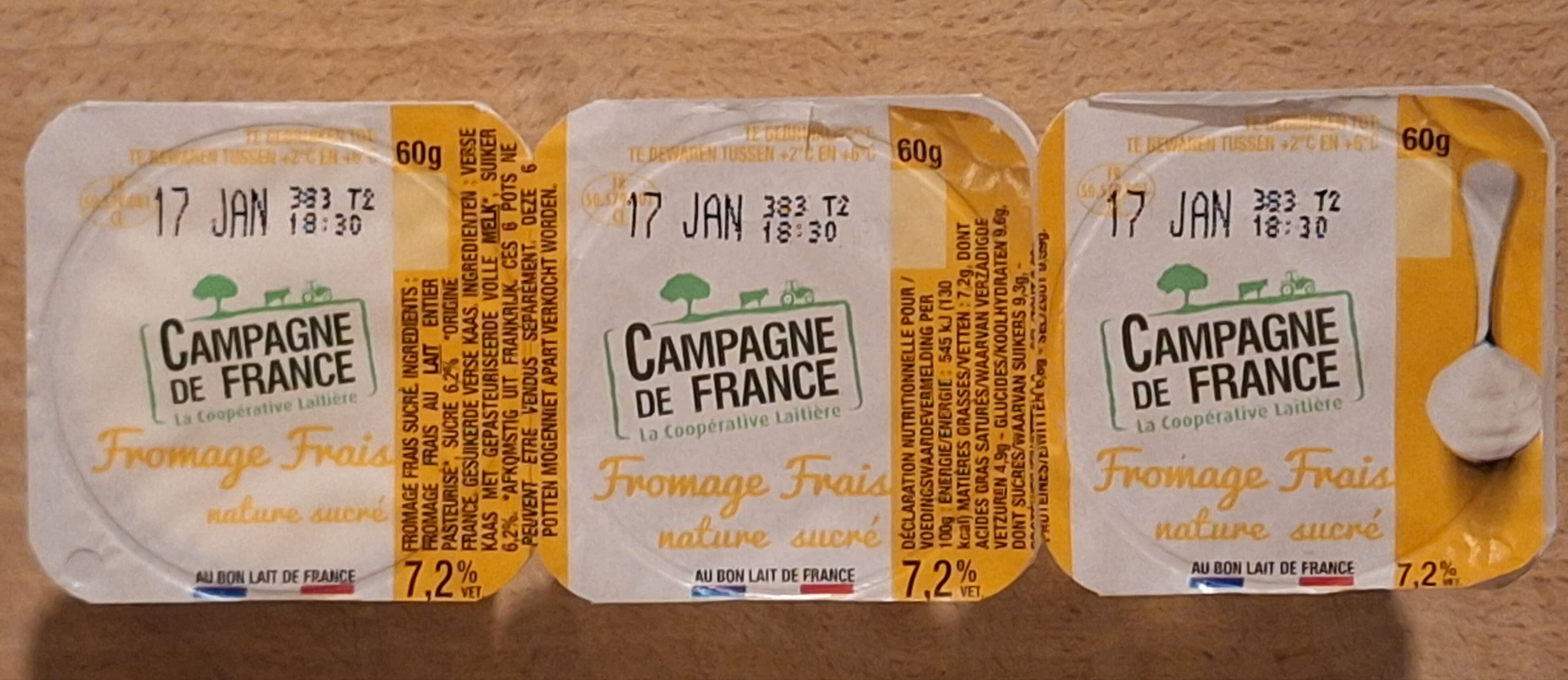 Campagne De France Fromage Frais 7,2 % Nature Sucré 6 x 60 g packshot