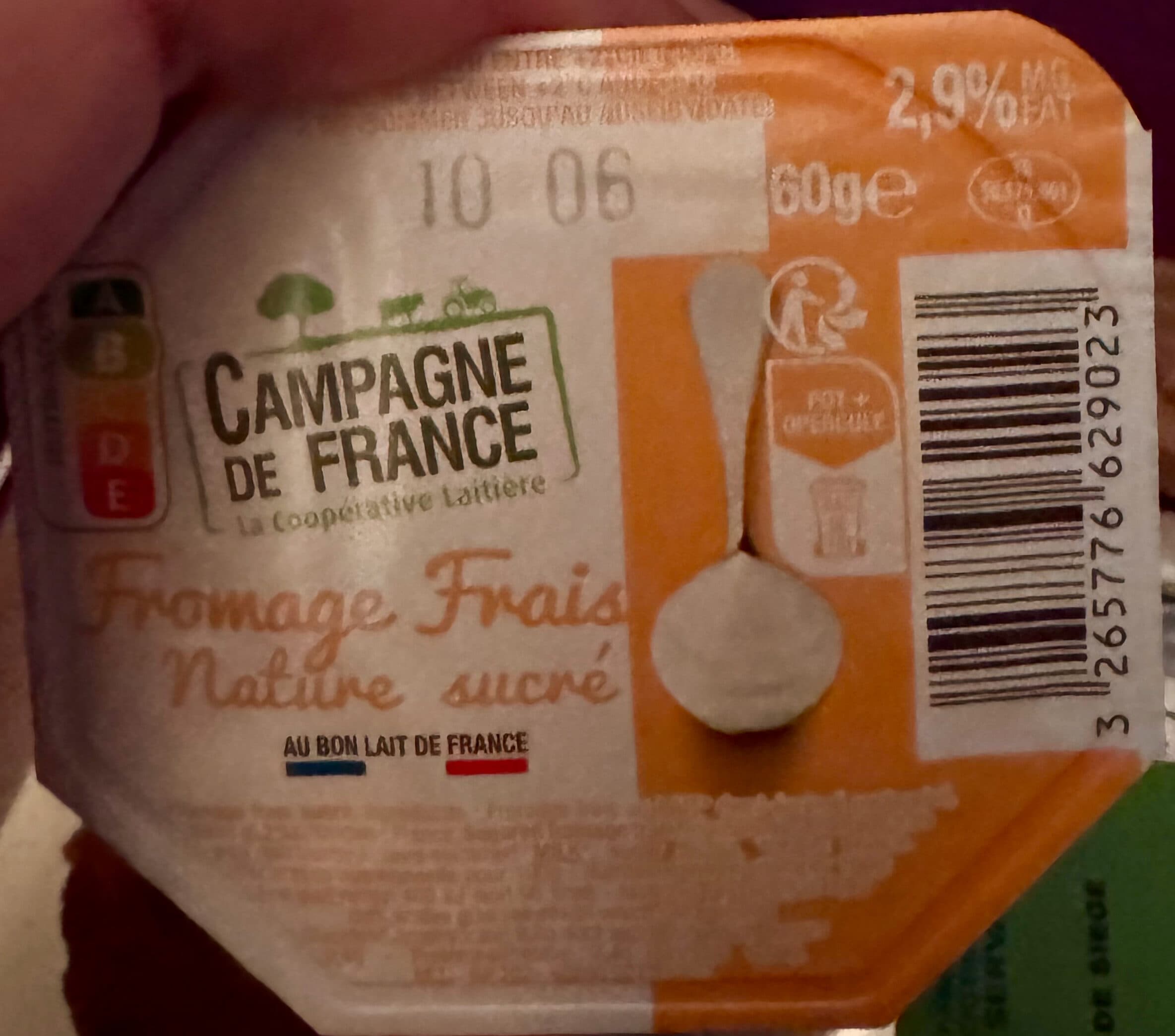 Campagne de France Fromage frais nature sucré packshot