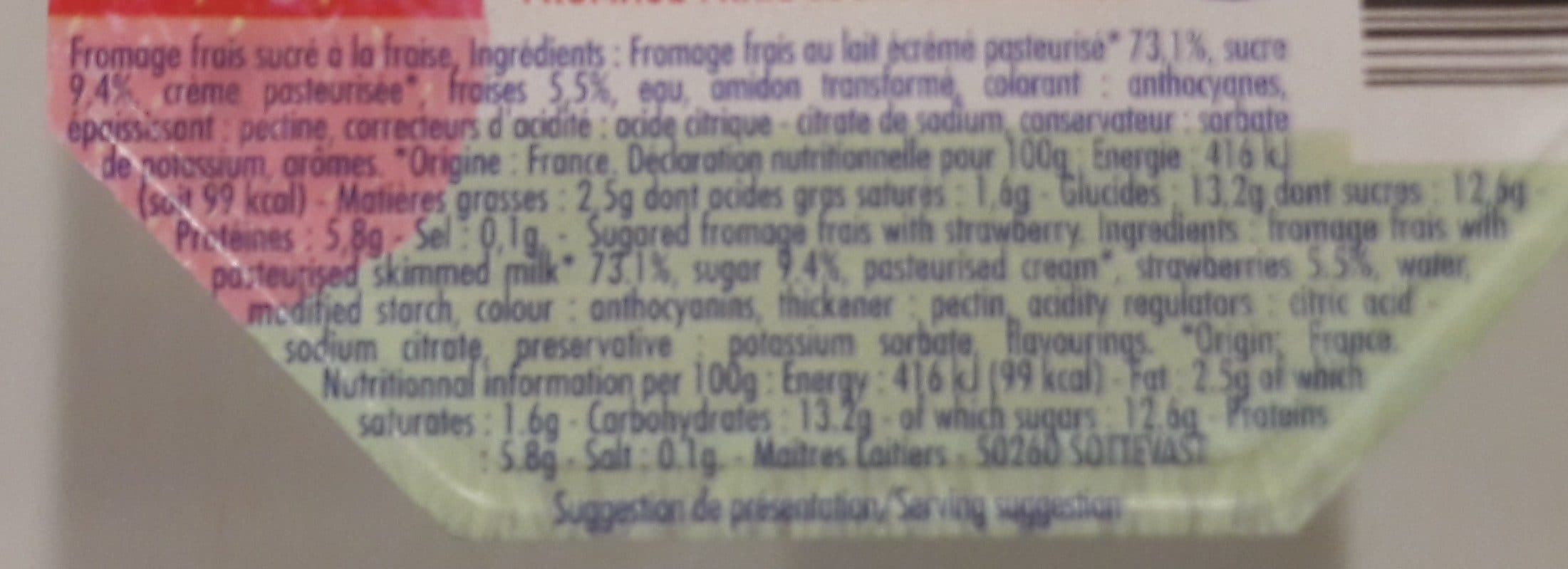 Campagne De France Frutly Fromage frais sucré à la fraise packshot