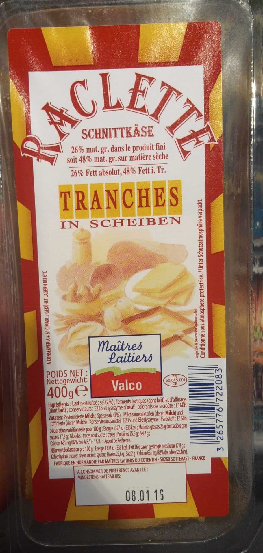 Maîtres Laitiers Valco Raclette tranches packshot