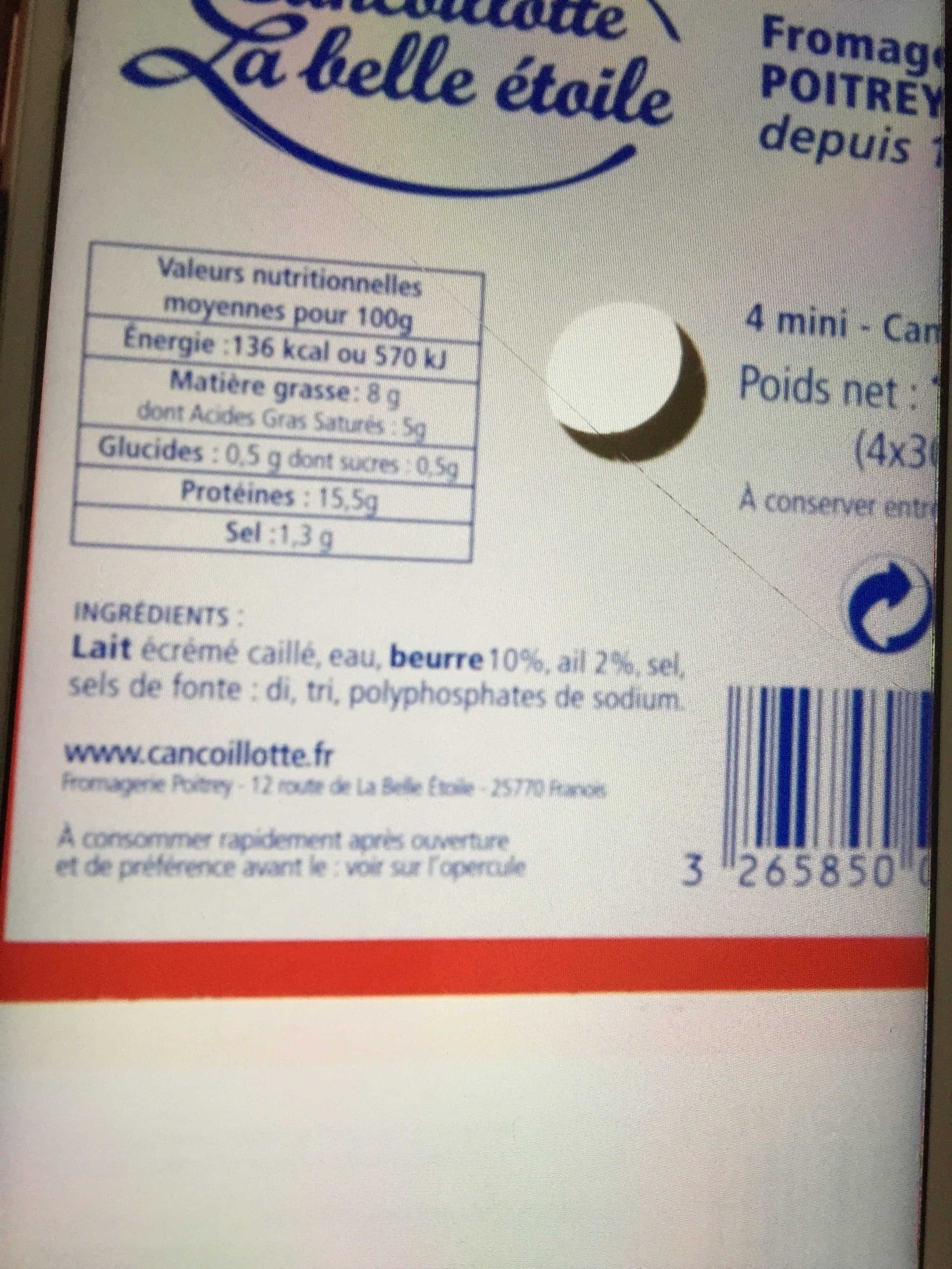 La belle etoile Cancoillotte Portion Ail 4x30g packshot