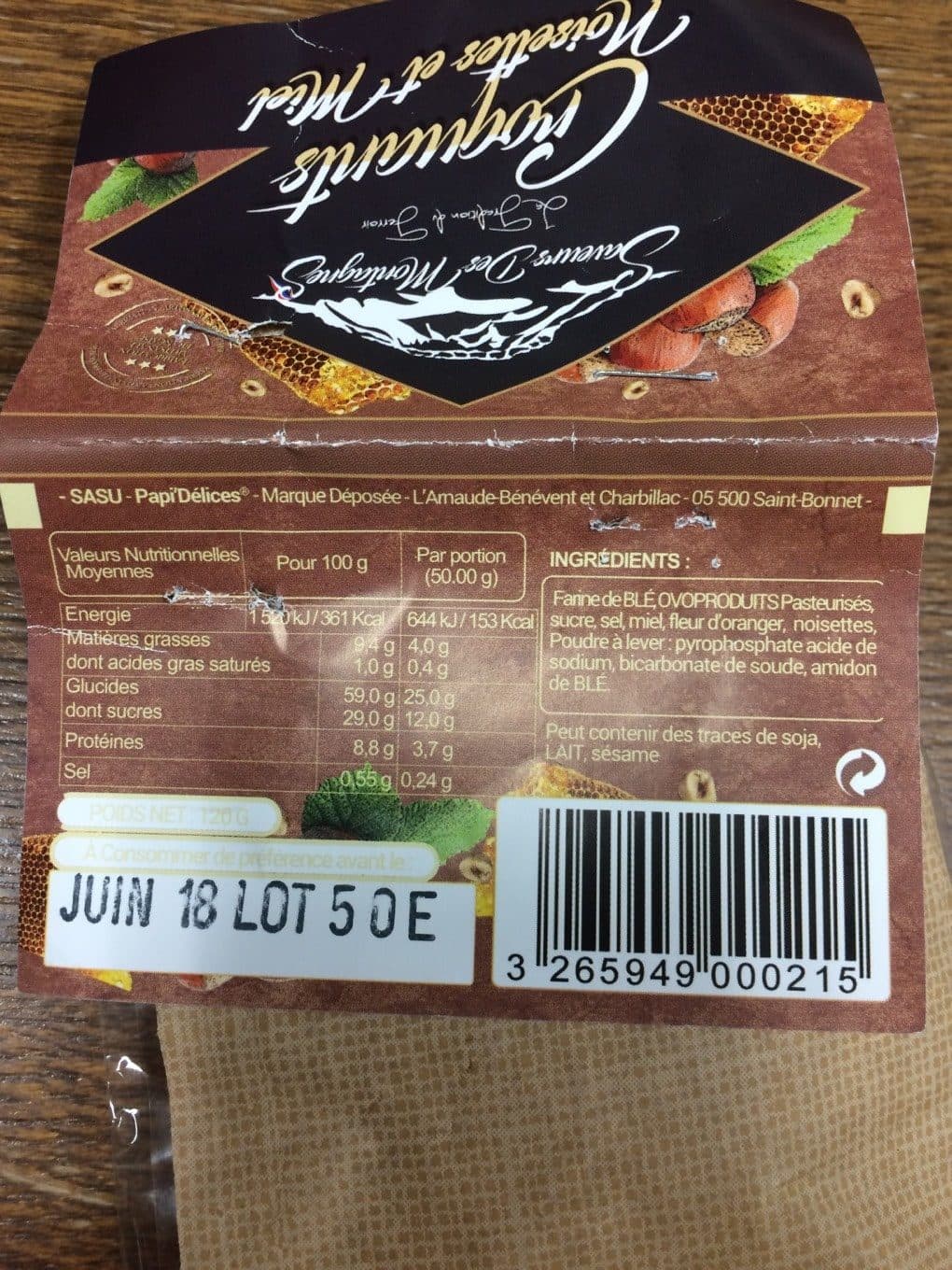 Saveur Des Montagnes Croquant noisette et miel packshot
