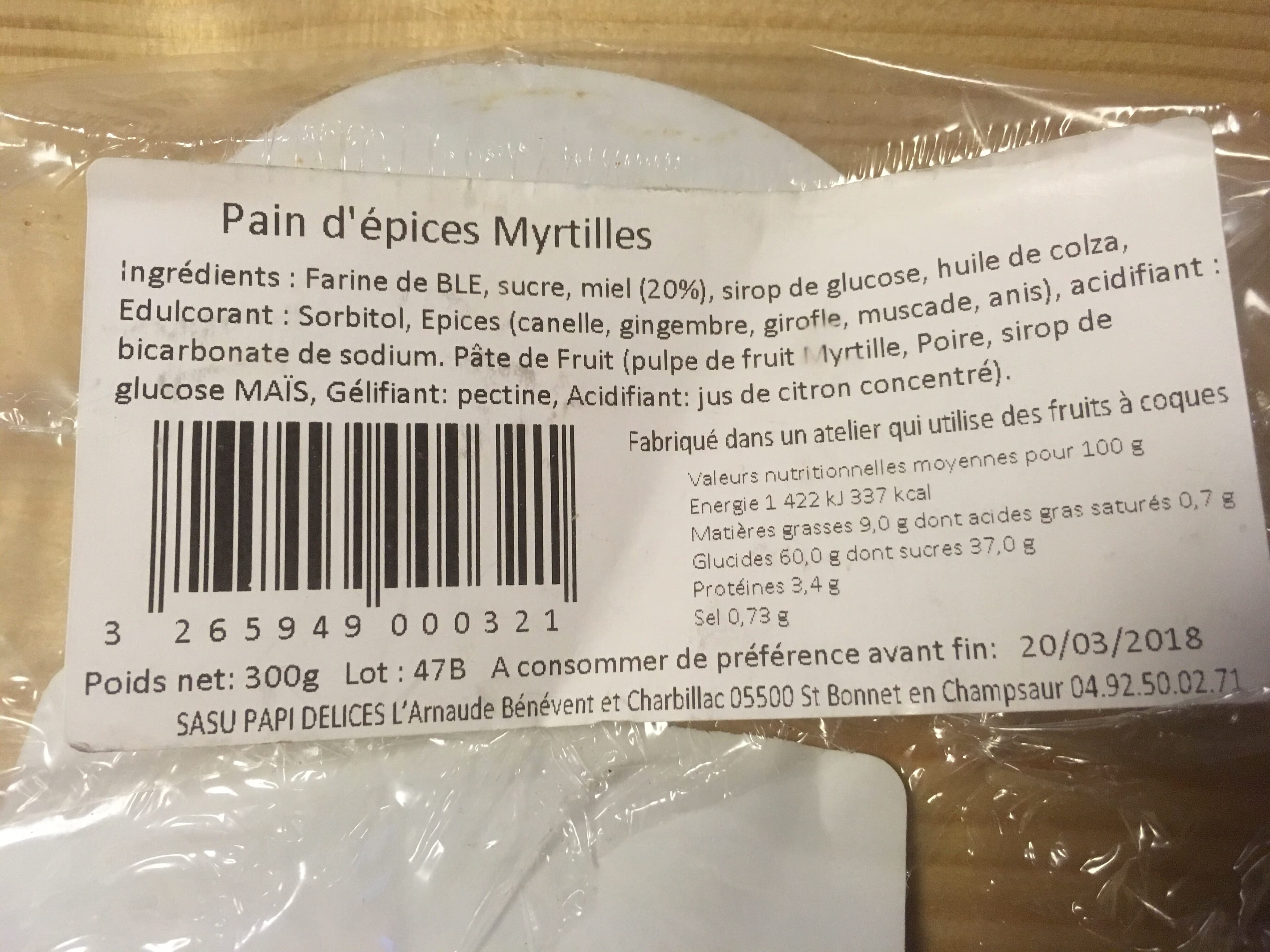 Saveurs Des Montagnes Pain d’epices Miel et Murtilles packshot