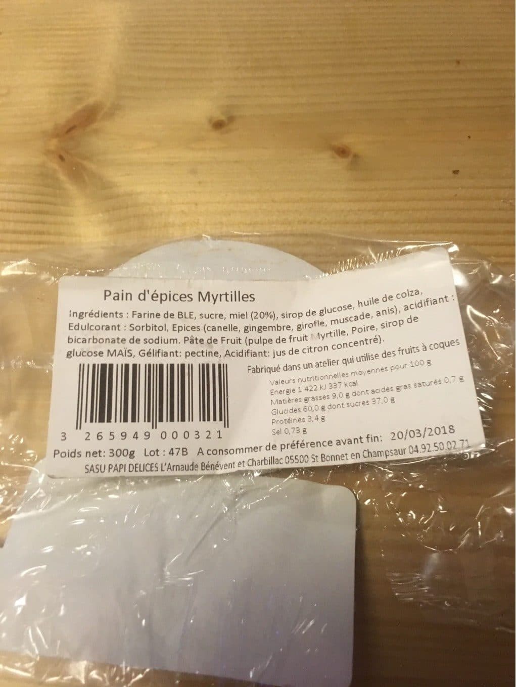 Saveurs Des Montagnes Pain d’epices Miel et Murtilles packshot
