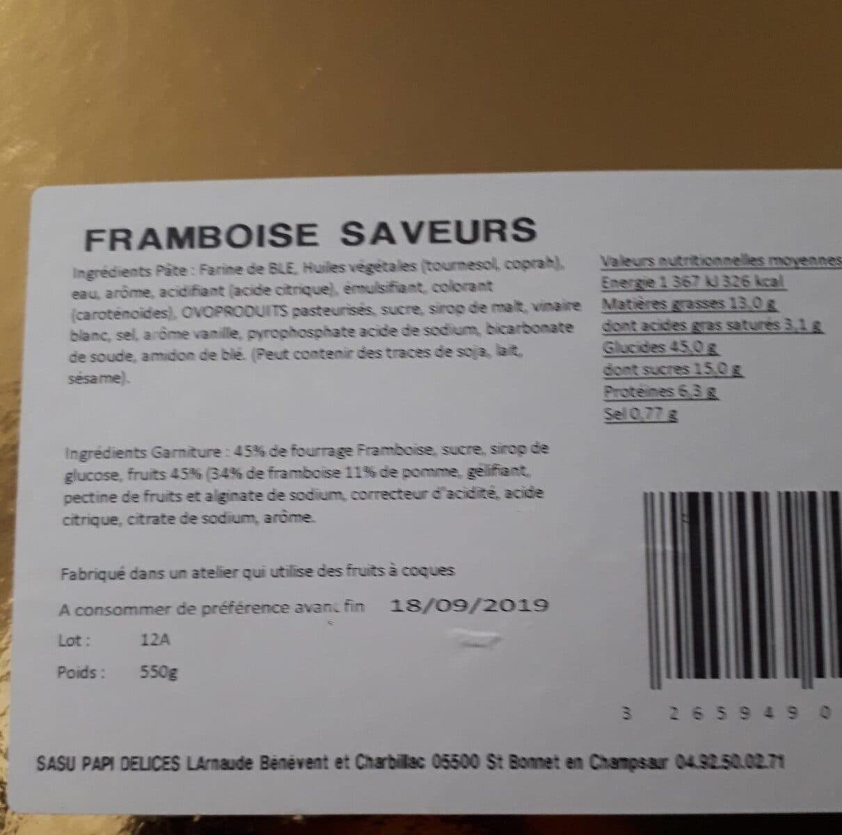 Open Food Facts TARTE AUX FRAMBOISES packshot