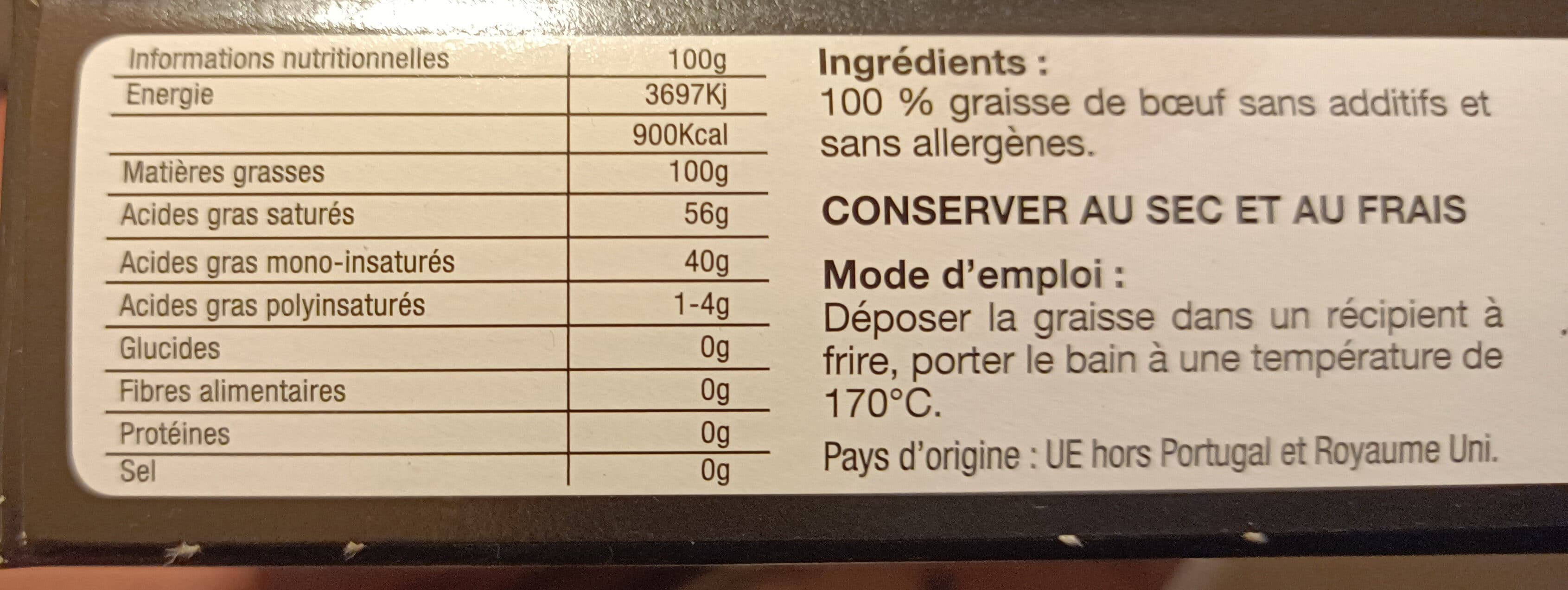 Les Pâturages des Flandres Pure graisse de bœuf pour fritures packshot