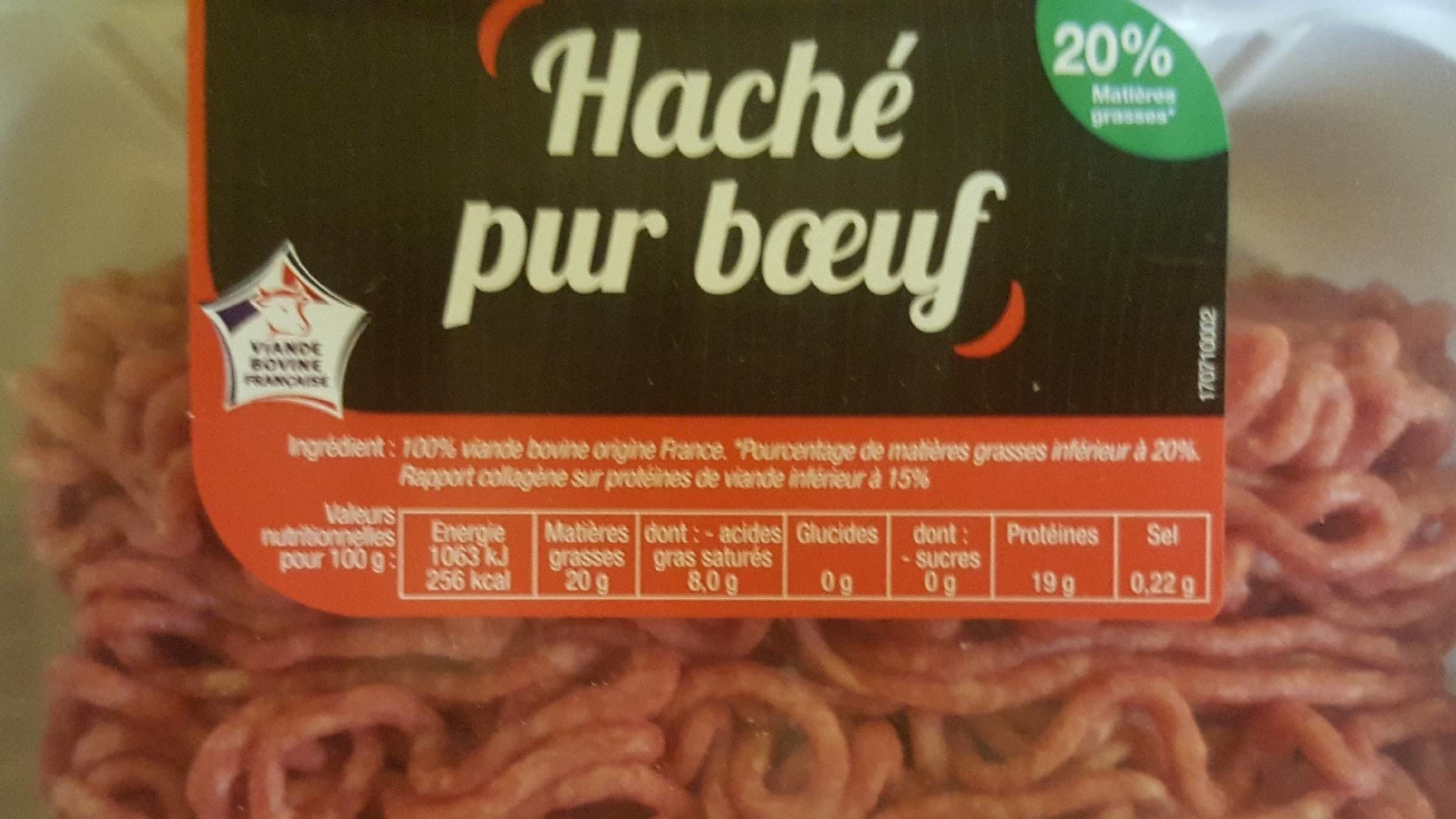Open Food Facts Haché pur boeuf 20% matière grasse packshot
