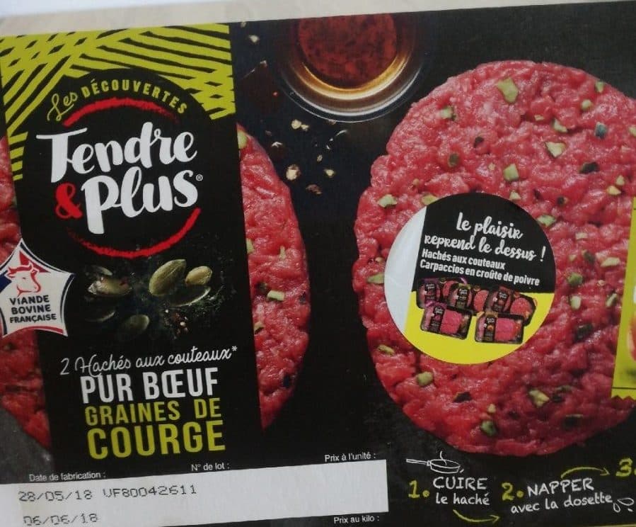 Tendre & Plus 2 Hachés aux Couteaux Pur Bœuf Graines de Courges packshot