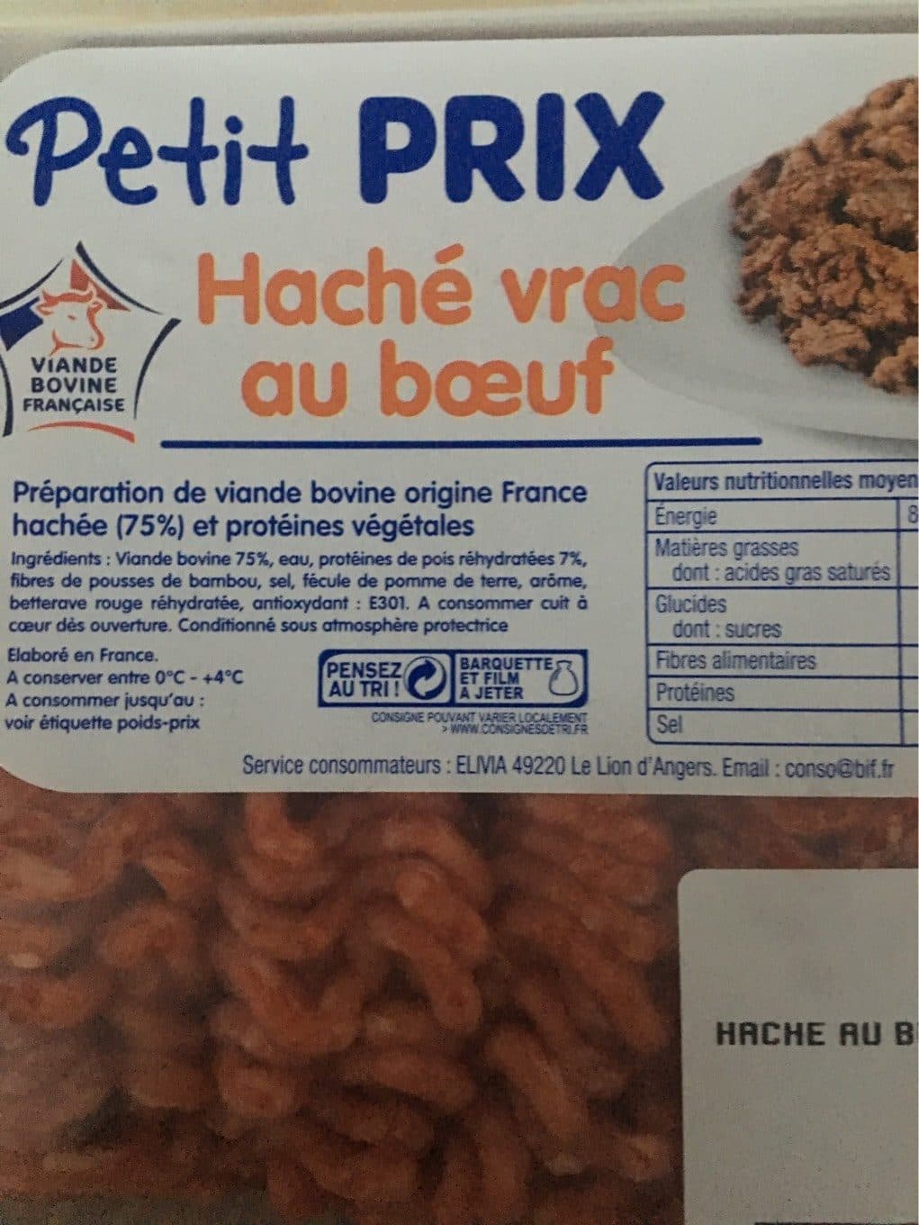 Petit Prix Petit prix haché vrac boeuf packshot