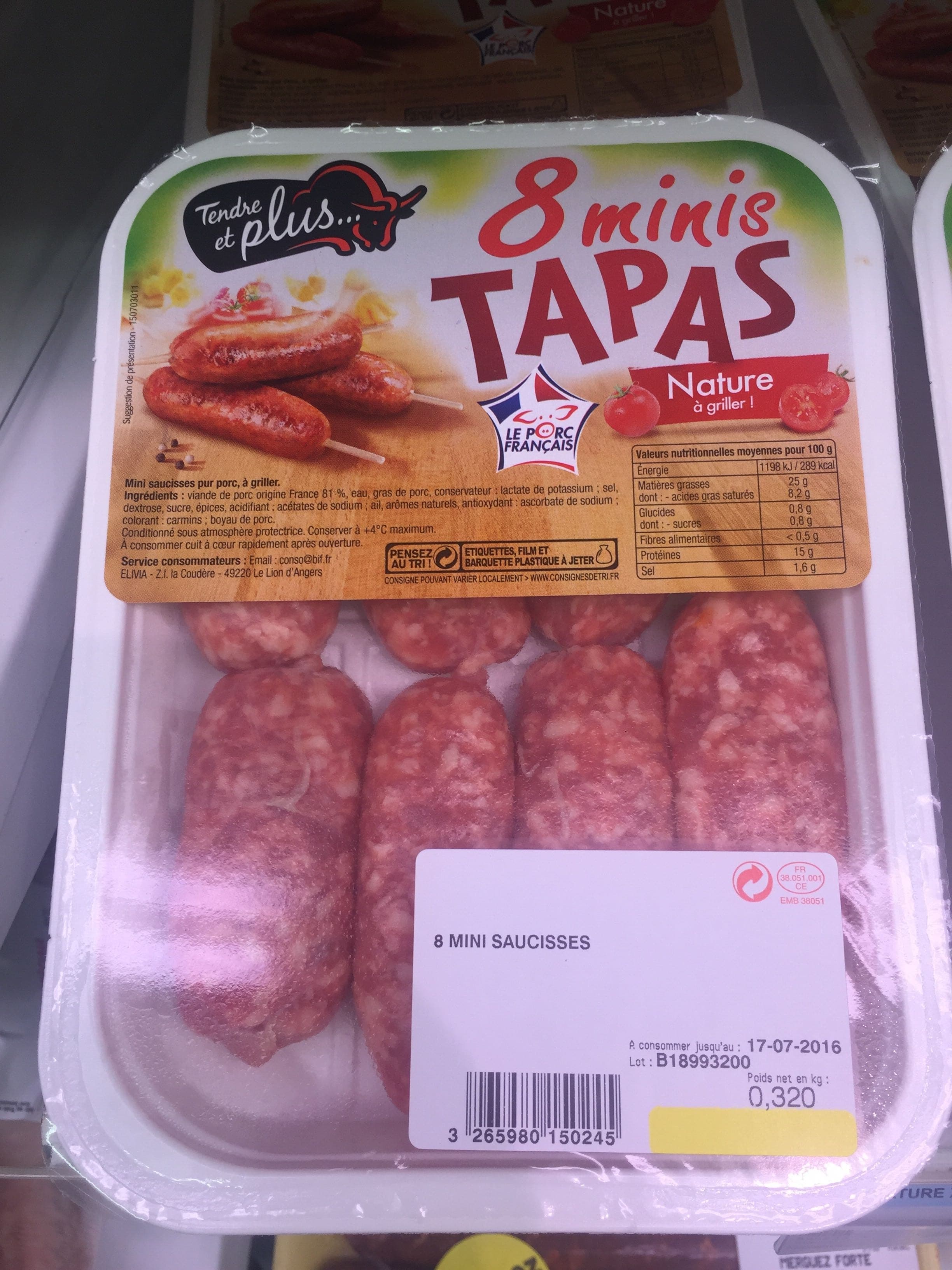 Tendre et Plus Mini-saucisses pur porc tapas packshot