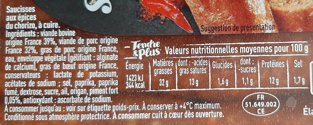 Tendre et plus Façon Chorizo fin doux packshot