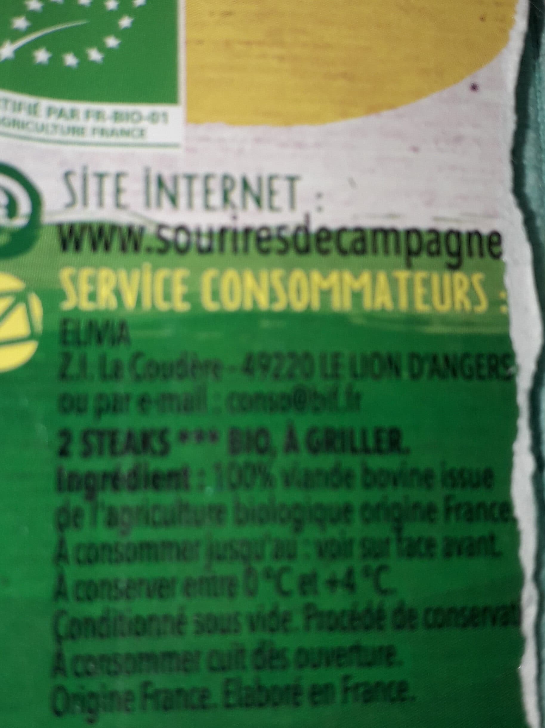 Sourires de campagne 2 Steaks de boeuf packshot