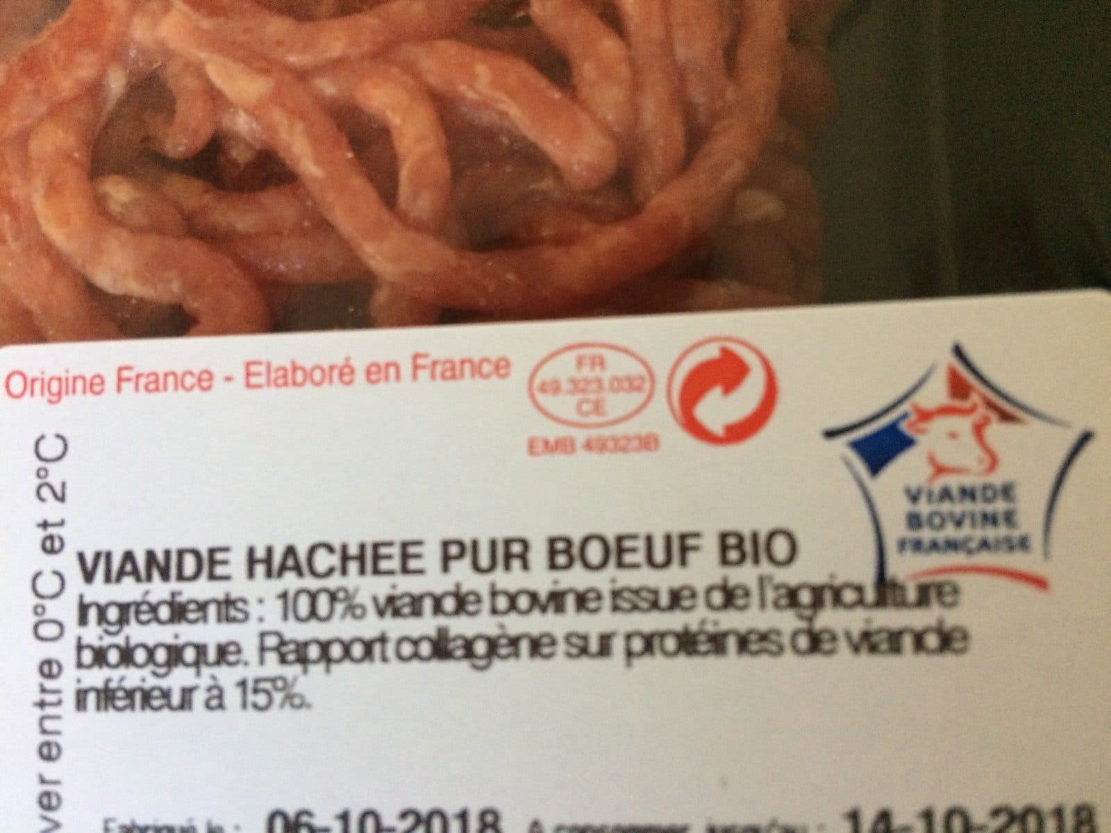 Sourires de Campagne Steak hache bio pur boeuf 15% de MG SOVIBA packshot