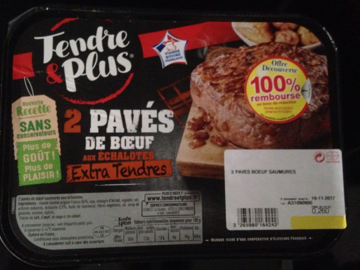 Tendre et Plus Pavés de boeuf aux echalotes packshot