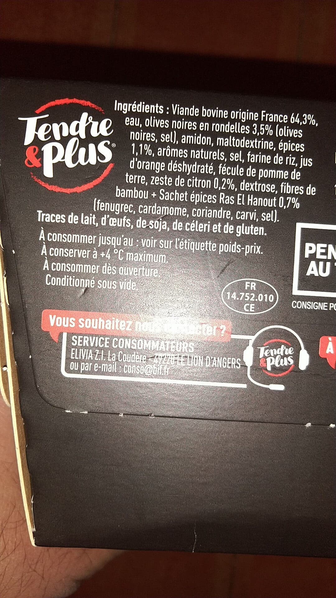 Tendre et plus Les recettes du monde - Tajine de bœuf aux olives noires et citron packshot
