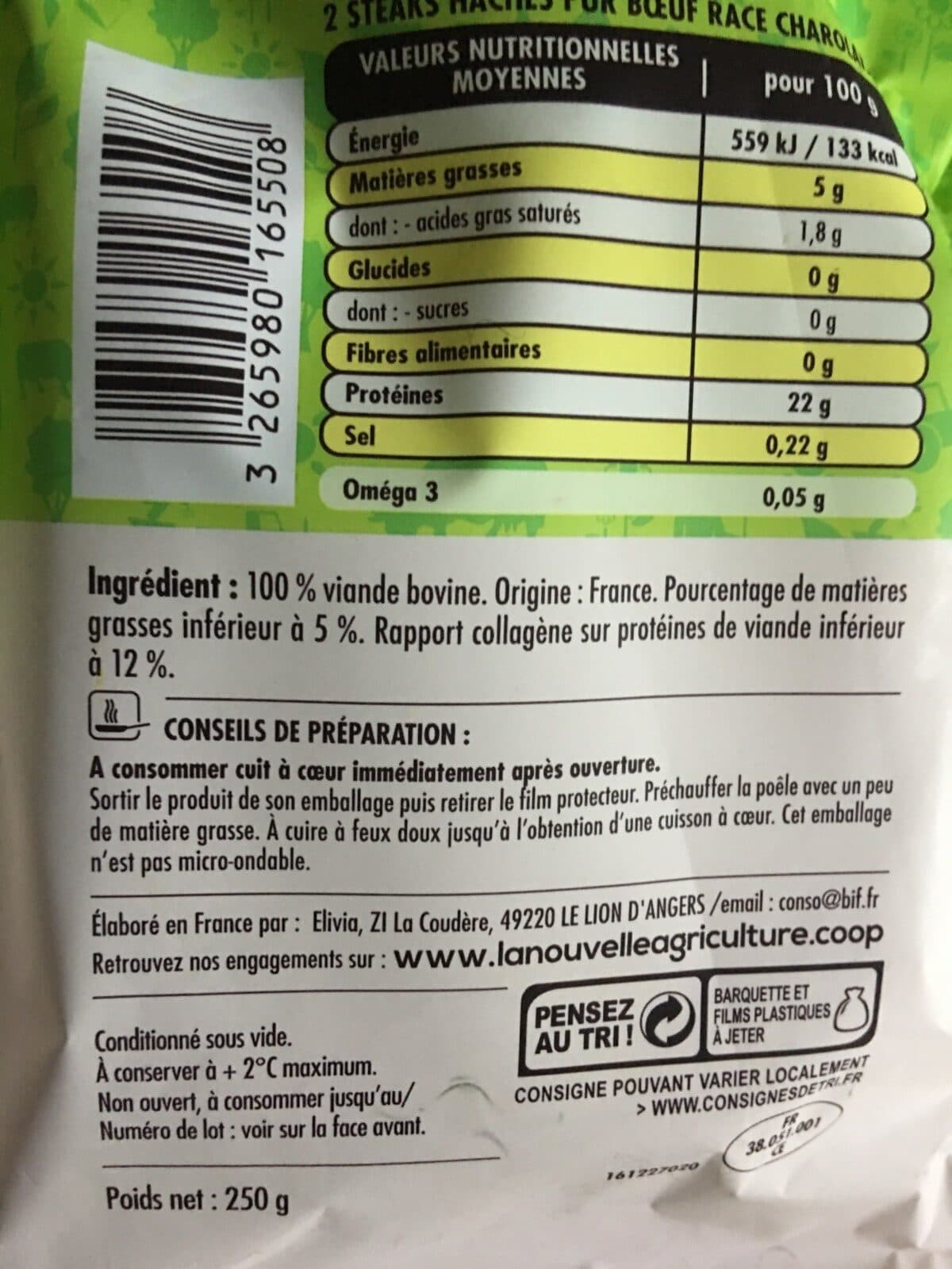 La Nouvelle Agriculture 2 steaks hachés charolais packshot