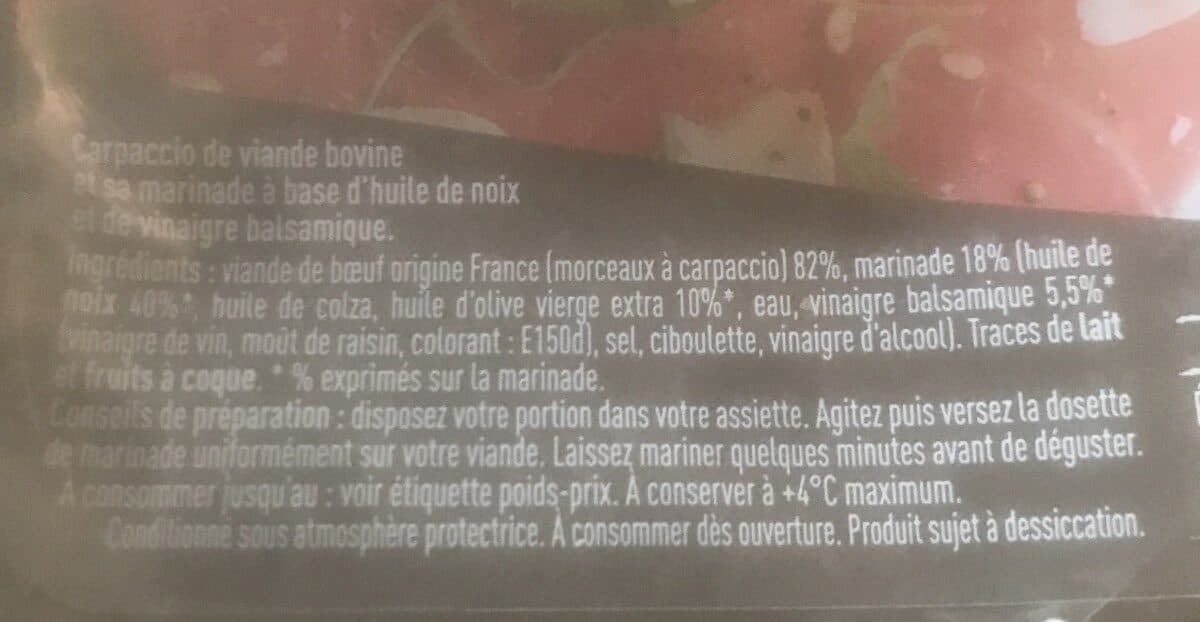Open Food Facts Carpaccio à l'huile de Noix et Vinaigre Balsamique packshot