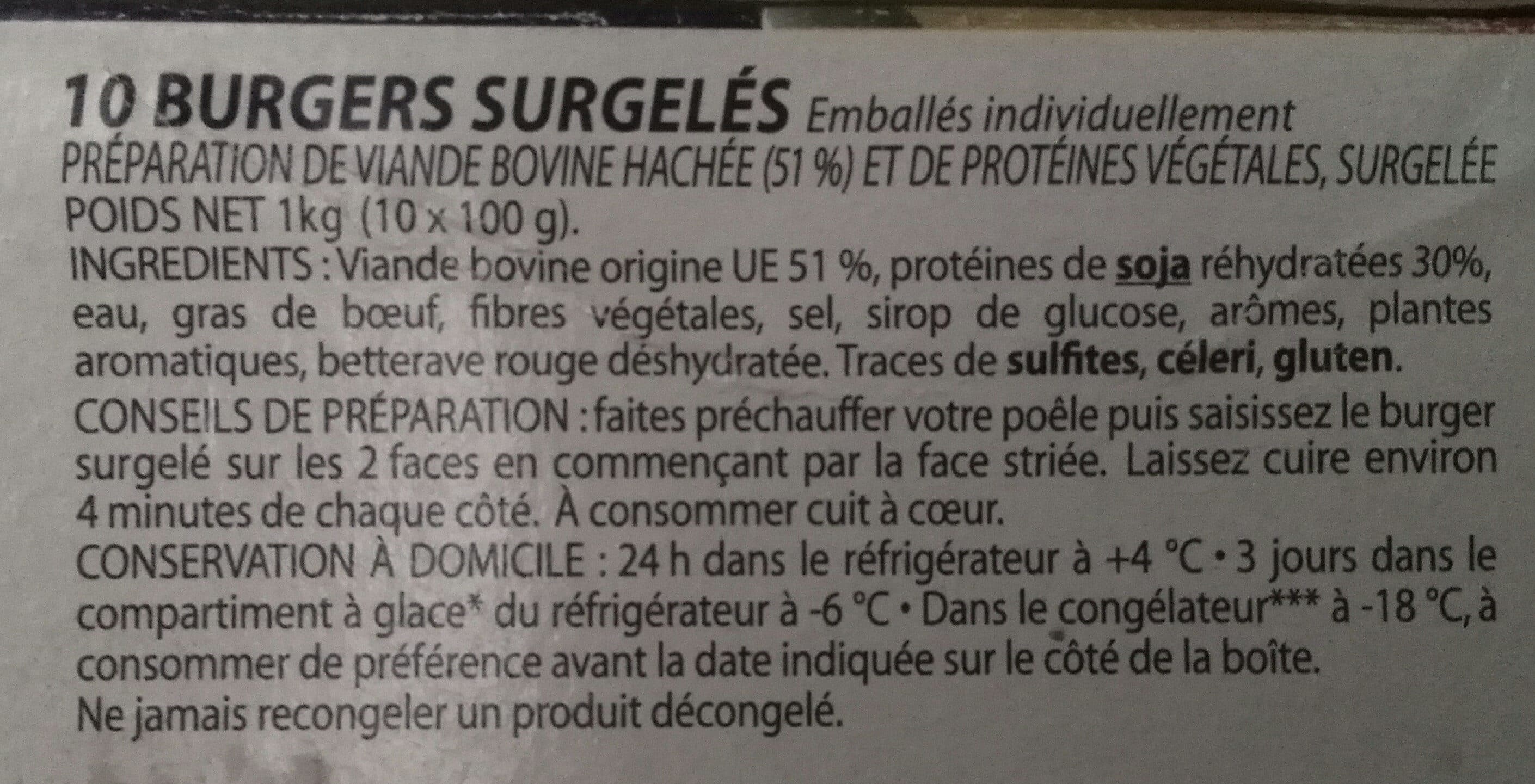 Elivia 10 burgers surgelés packshot