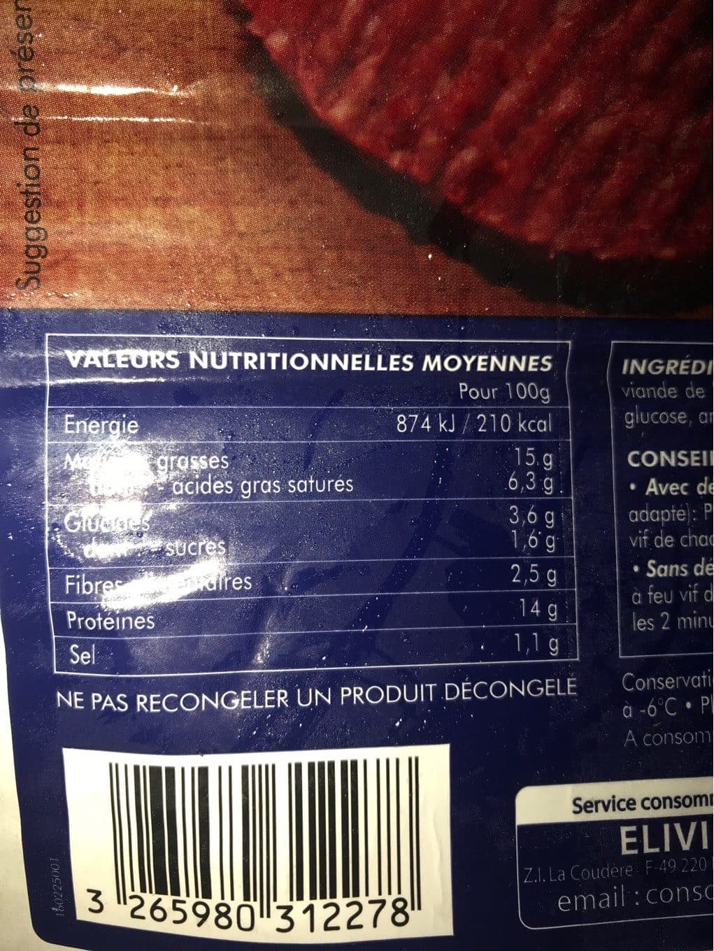 ELIVIA Préparation de viande bovine hachée et de protéines végétales packshot
