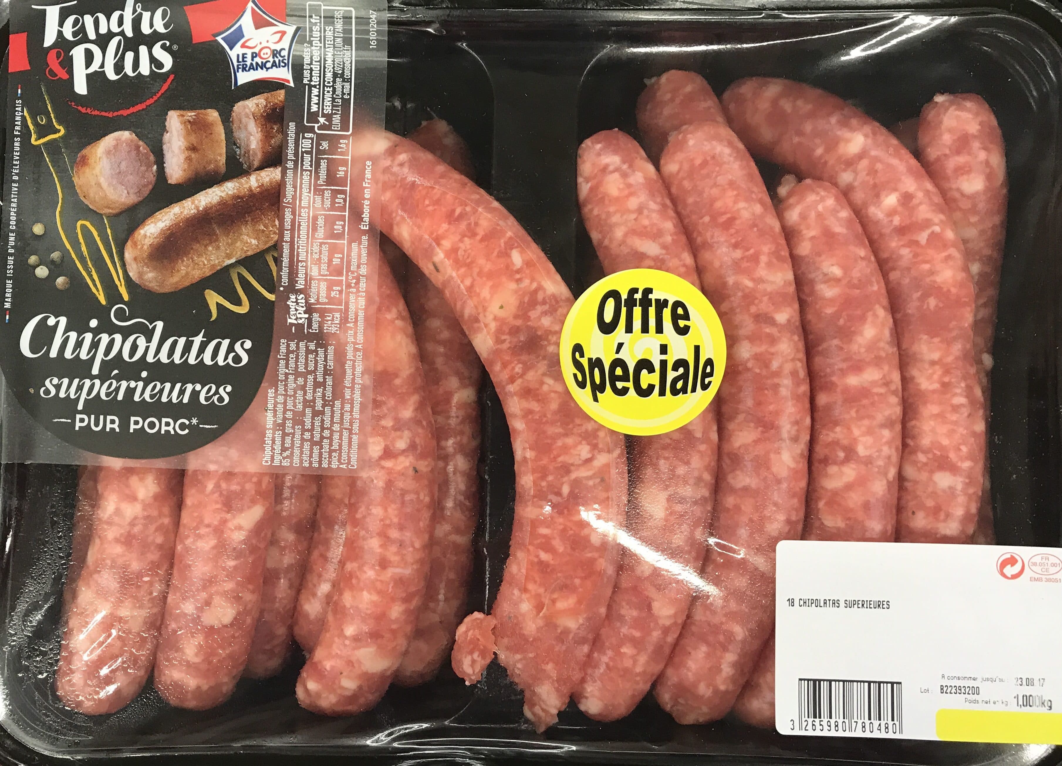 Tendre & Plus Chipolatas Tendre et Plus x18 packshot