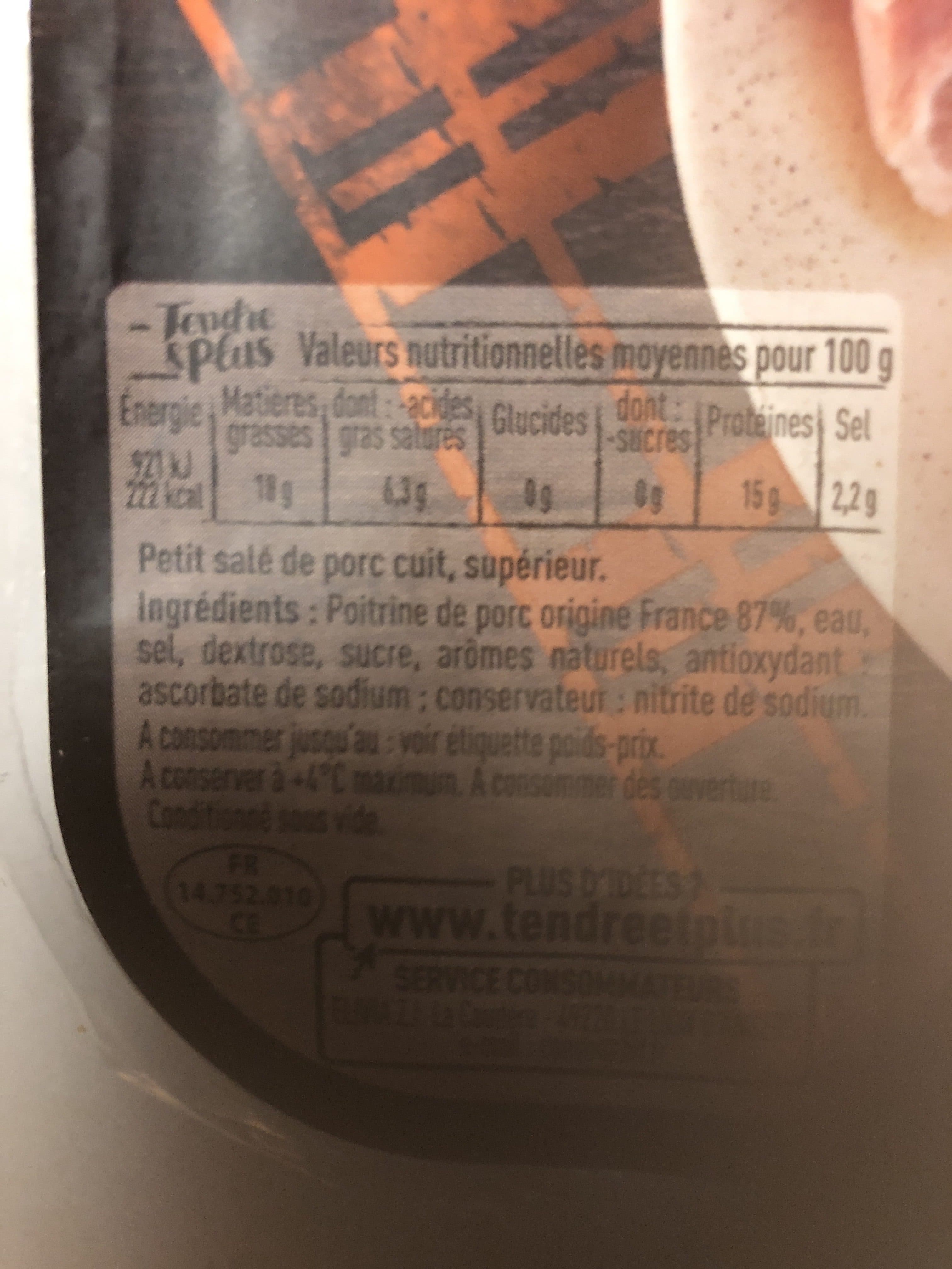 Tendre Et Plus Petit salé de porc cuit packshot