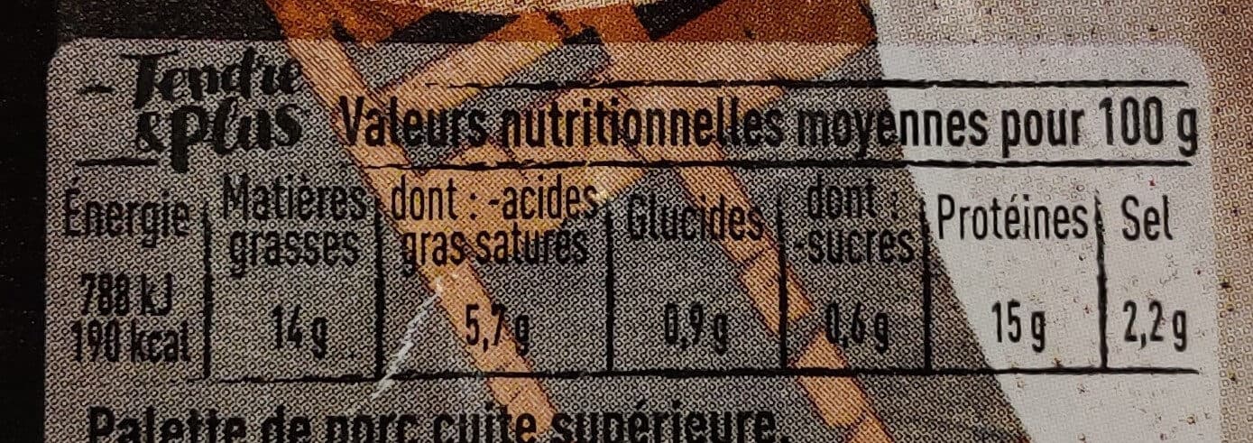 Tendre & Plus Palette de porc cuite packshot
