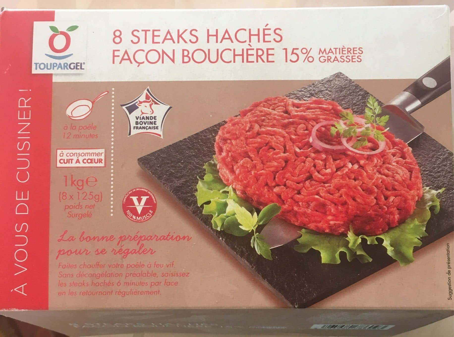 Toupargel 8 steaks hachés façon bouchère packshot
