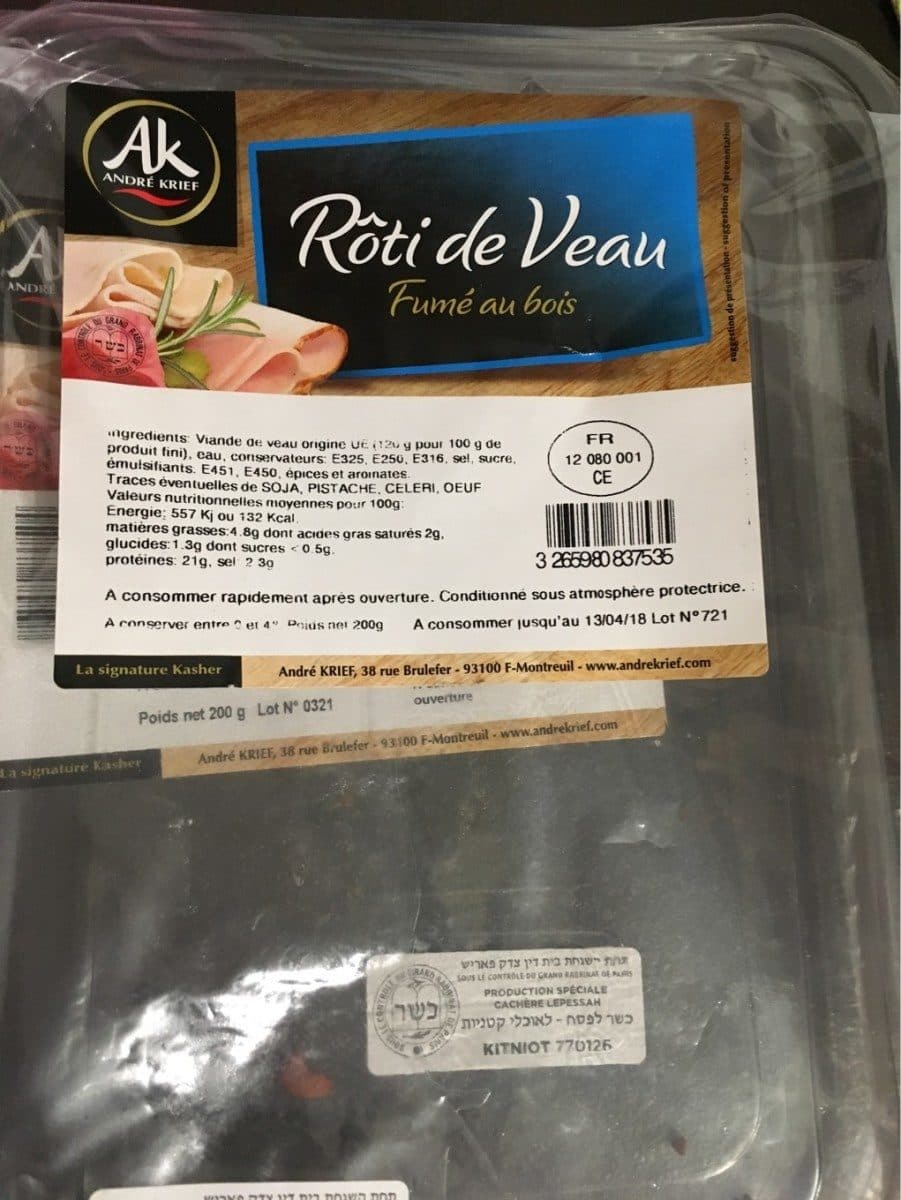 André Krief Roti de veau fume au bois packshot