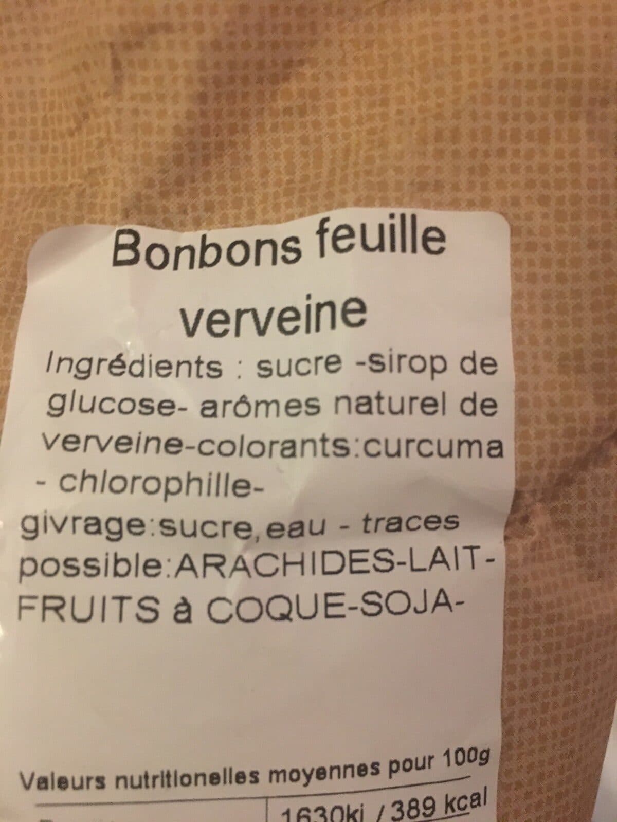 Open Food Facts Bonbons feuille verveine packshot