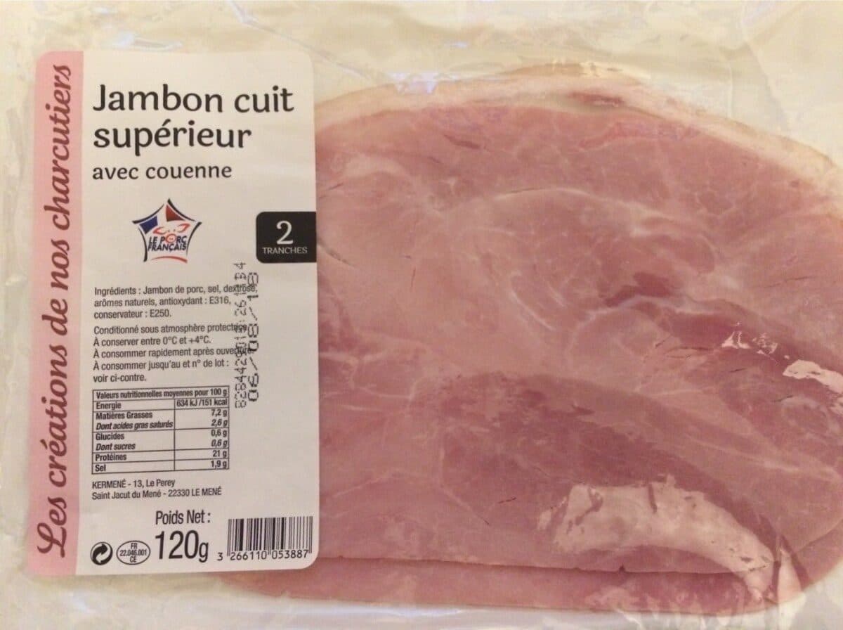 Le Porc Francais Jambon Supérieur Kerméné, Avec Couenne 2 Tranches packshot