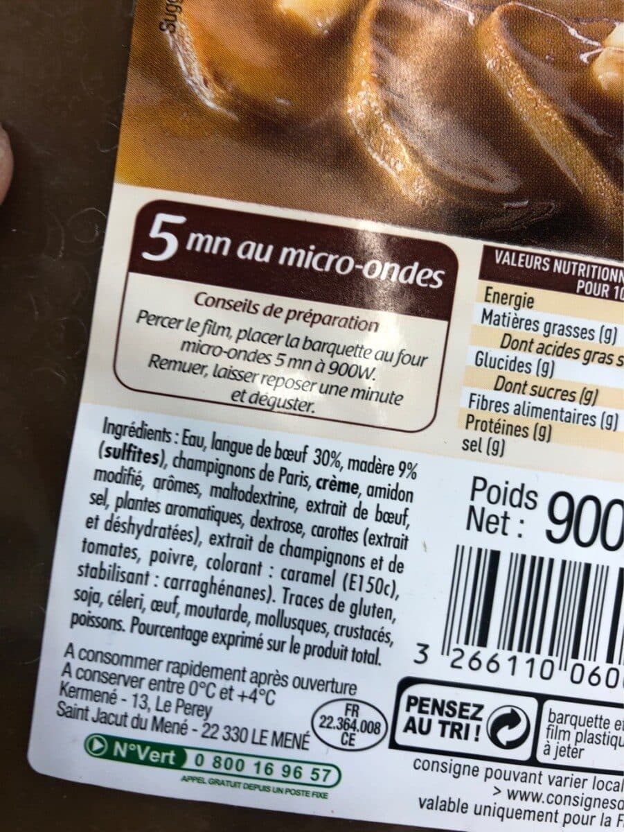 Kermené Langue de boeuf sauce madere packshot