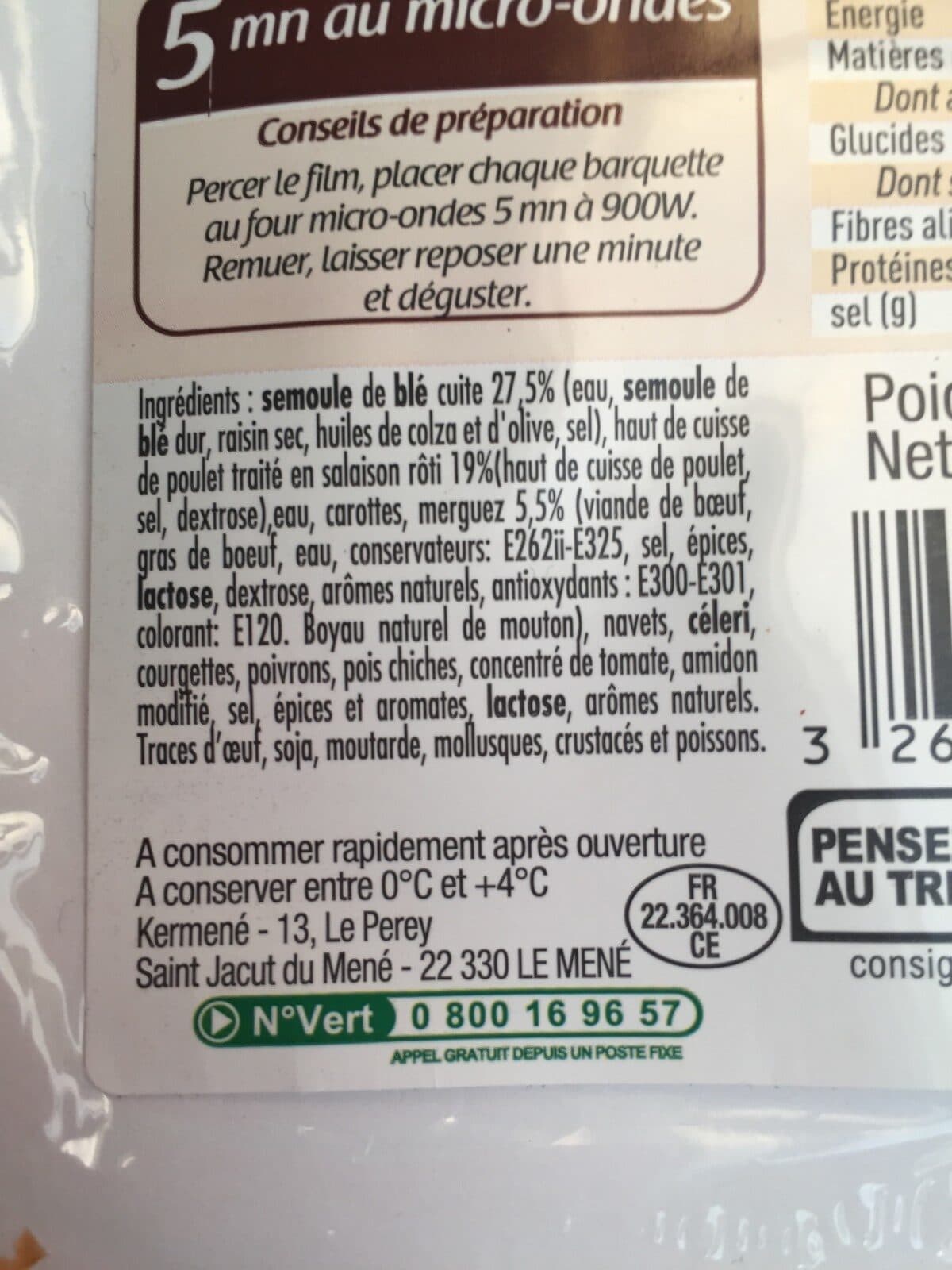 Kermené Couscous poulet-merguez packshot