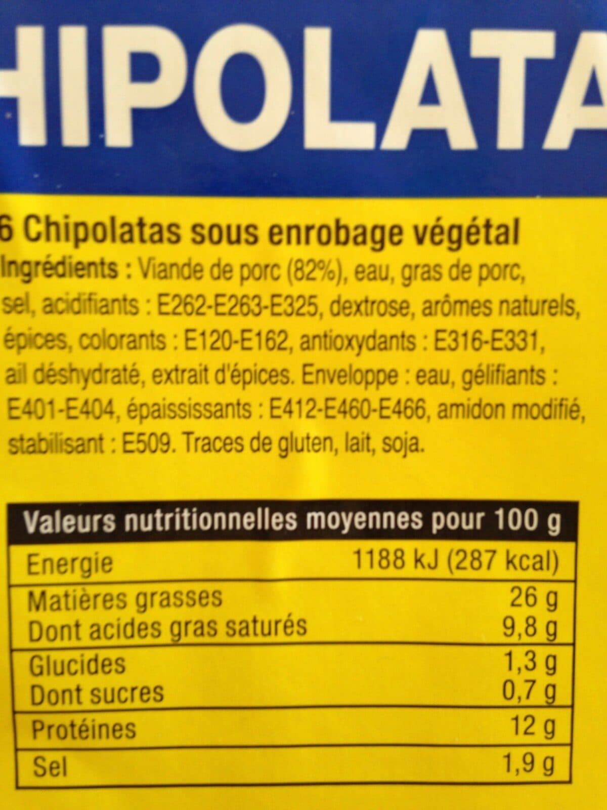 Open Food Facts Chipolatas Viande d'origine francaise packshot